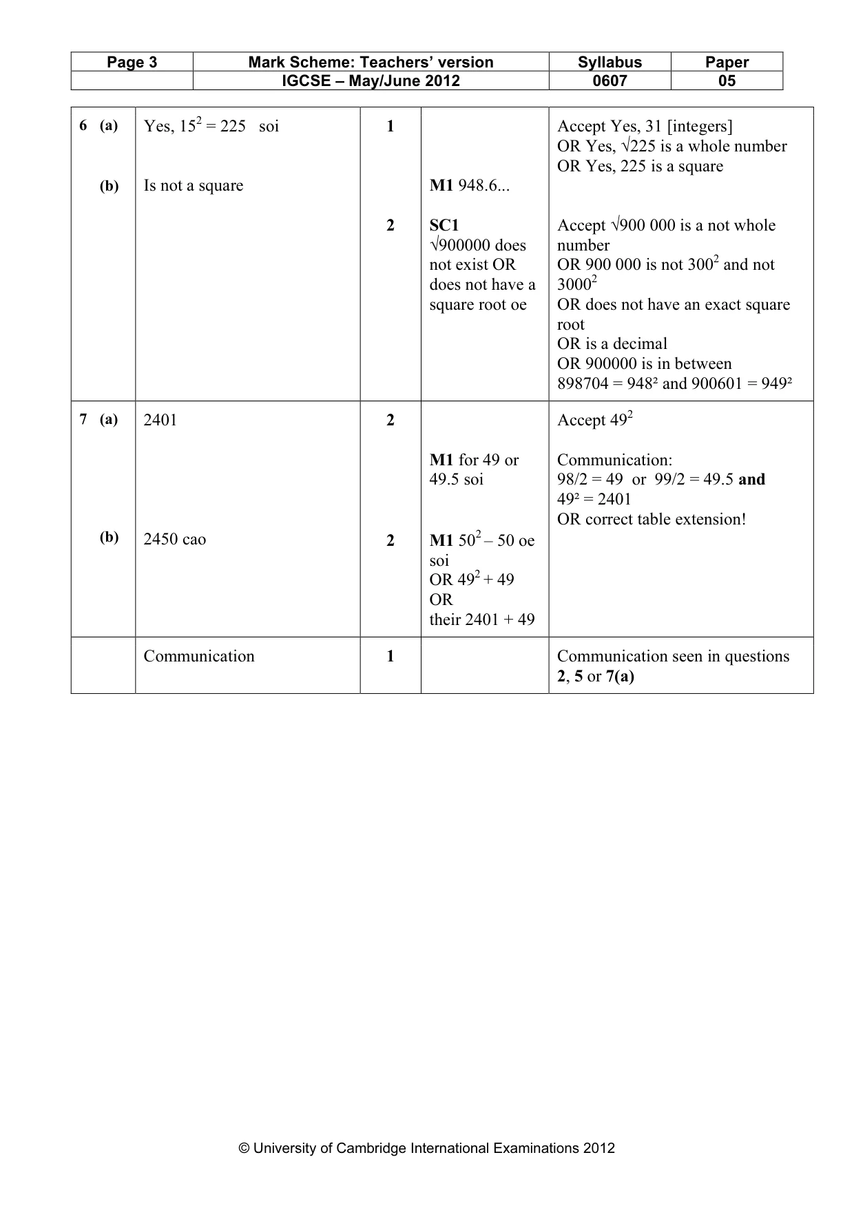 Mark scheme, page 3 of 3