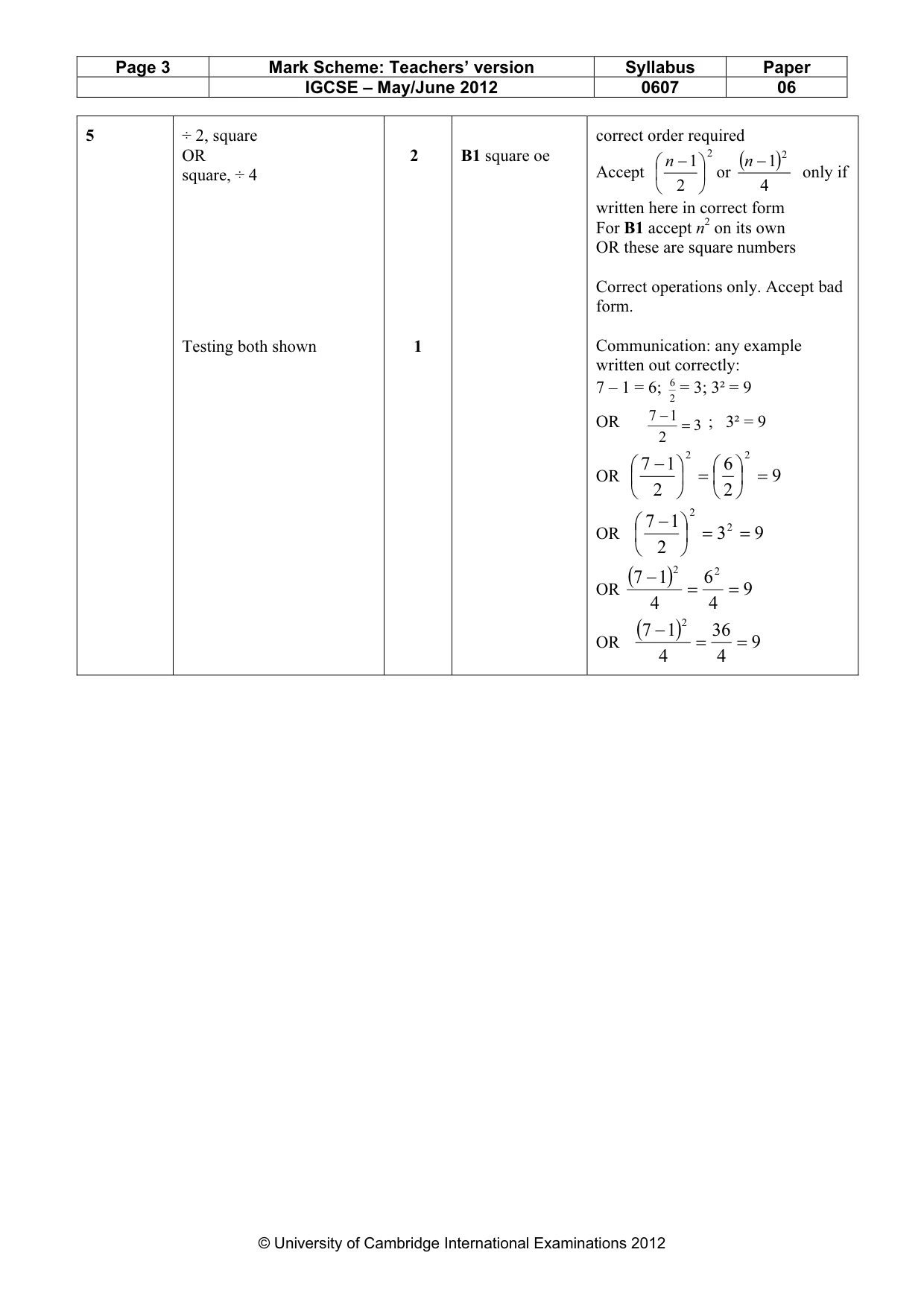 Mark scheme, page 3 of 6
