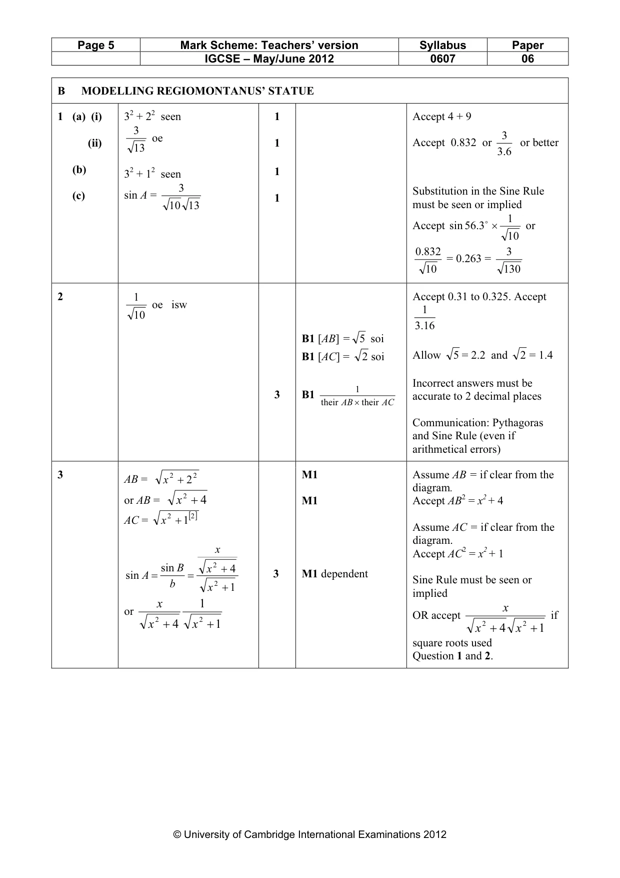 Mark scheme, page 5 of 6