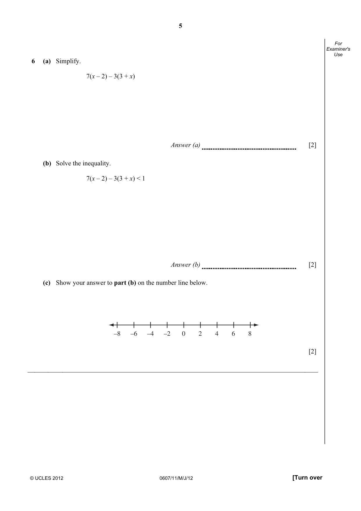 Cambridge IGCSE Mathematics - International 0607 2012 May/June Paper 1 · Variant 1 question paper, page 5 of 12