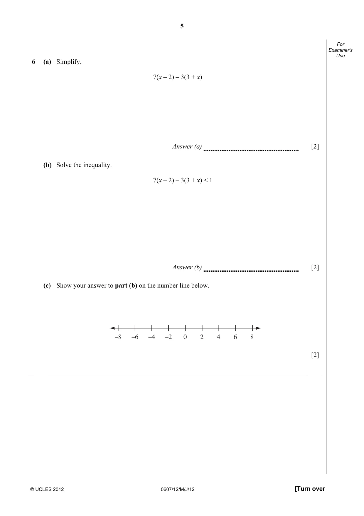 Cambridge IGCSE Mathematics - International 0607 2012 May/June Paper 1 · Variant 2 question paper, page 5 of 12