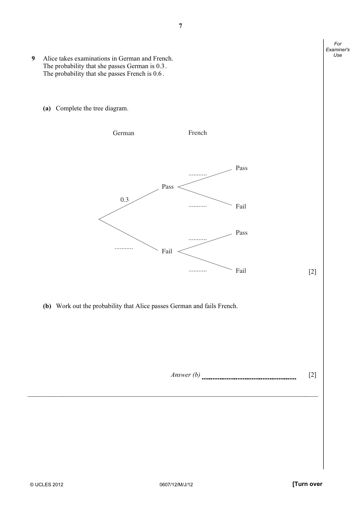 Cambridge IGCSE Mathematics - International 0607 2012 May/June Paper 1 · Variant 2 question paper, page 7 of 12