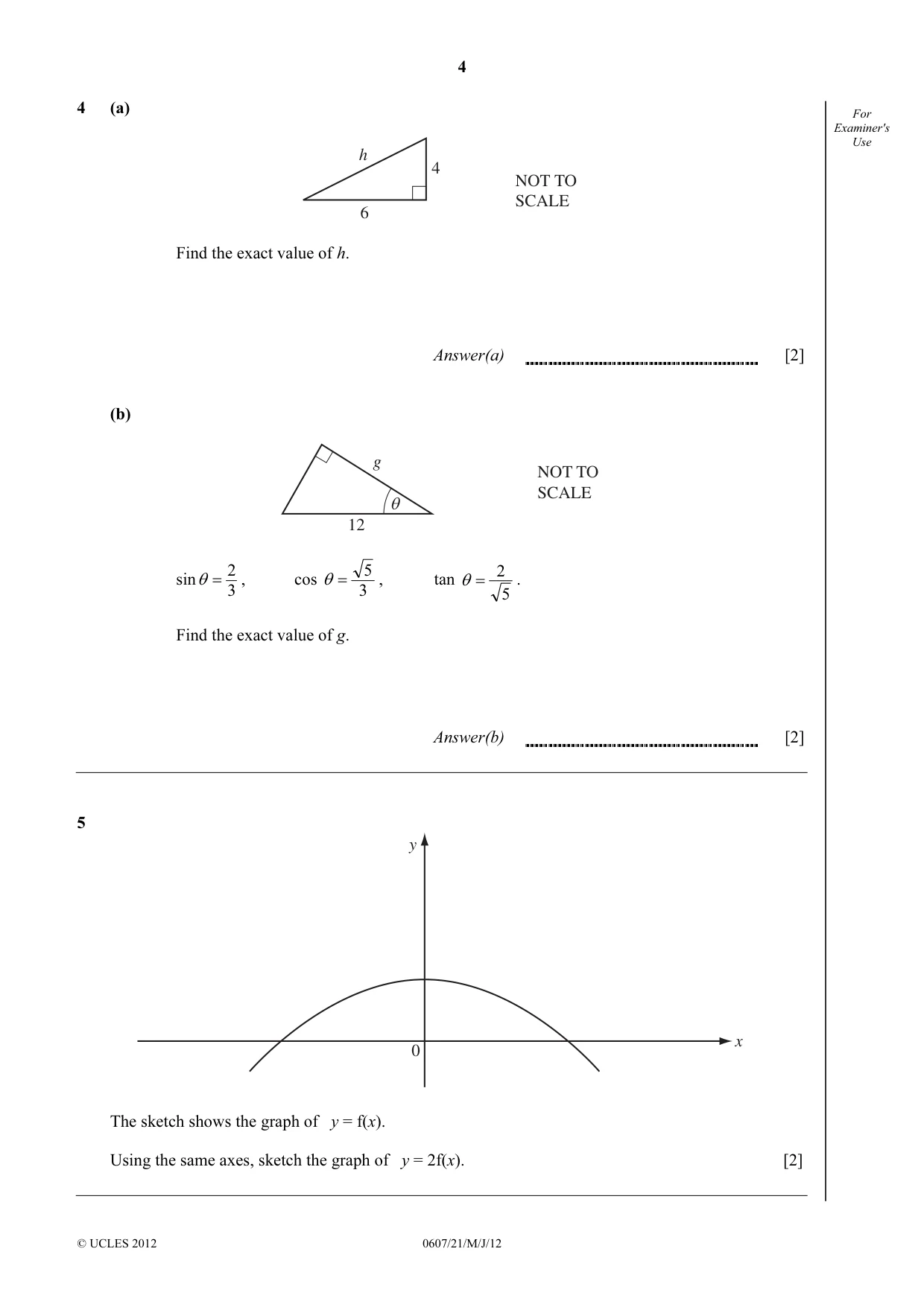 Cambridge IGCSE Mathematics - International 0607 2012 May/June Paper 2 · Variant 1 question paper, page 4 of 8
