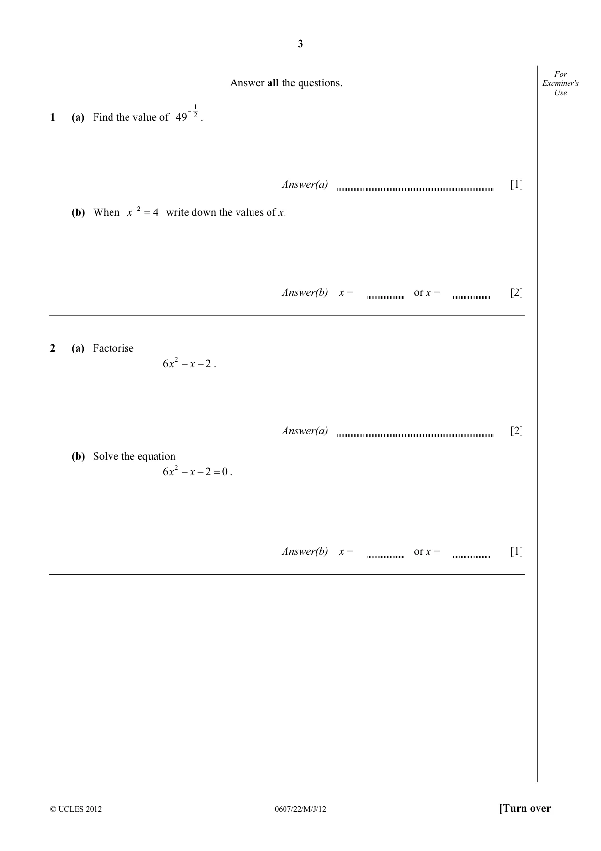 Cambridge IGCSE Mathematics - International 0607 2012 May/June Paper 2 · Variant 2 question paper, page 3 of 8