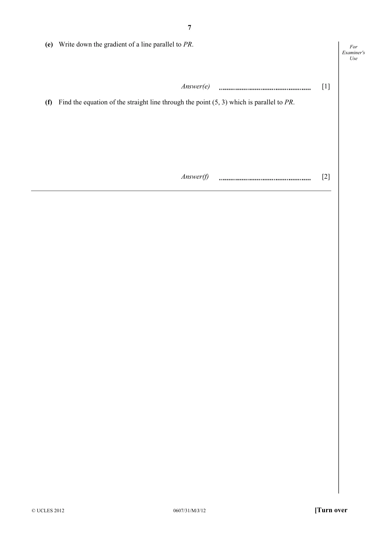 Cambridge IGCSE Mathematics - International 0607 2012 May/June Paper 3 · Variant 1 question paper, page 7 of 20