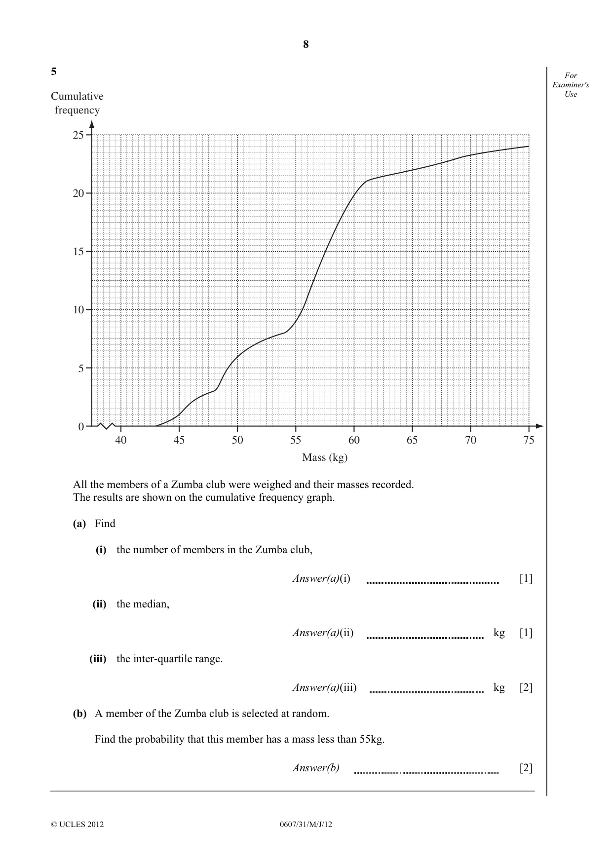 Cambridge IGCSE Mathematics - International 0607 2012 May/June Paper 3 · Variant 1 question paper, page 8 of 20