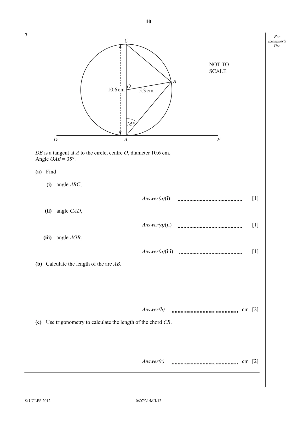 Cambridge IGCSE Mathematics - International 0607 2012 May/June Paper 3 · Variant 1 question paper, page 10 of 20