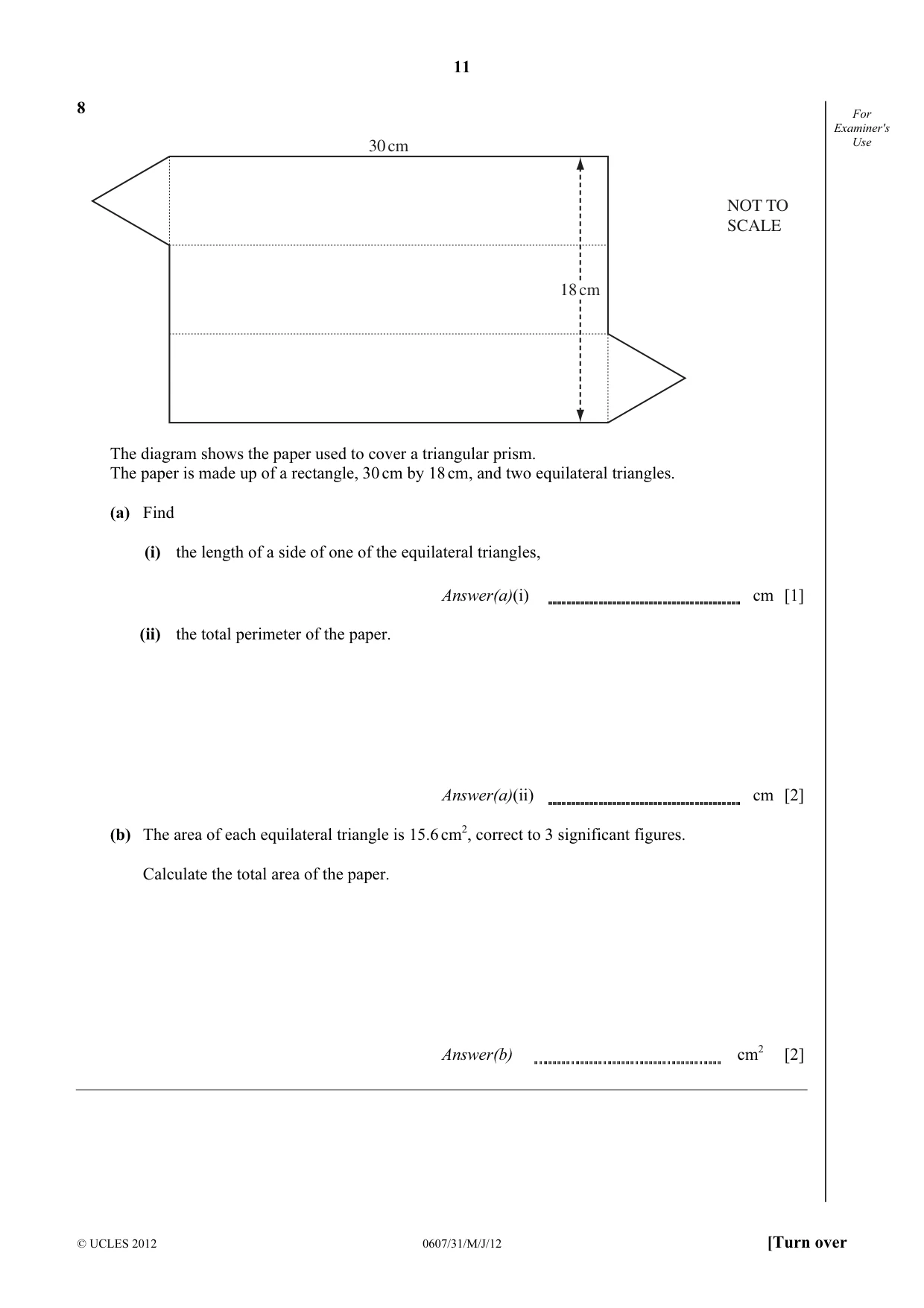 Cambridge IGCSE Mathematics - International 0607 2012 May/June Paper 3 · Variant 1 question paper, page 11 of 20