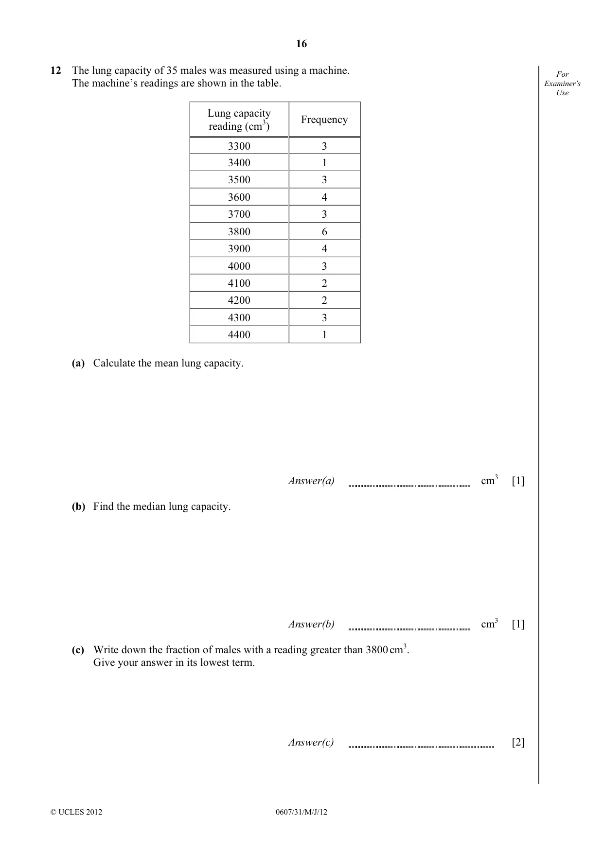 Cambridge IGCSE Mathematics - International 0607 2012 May/June Paper 3 · Variant 1 question paper, page 16 of 20