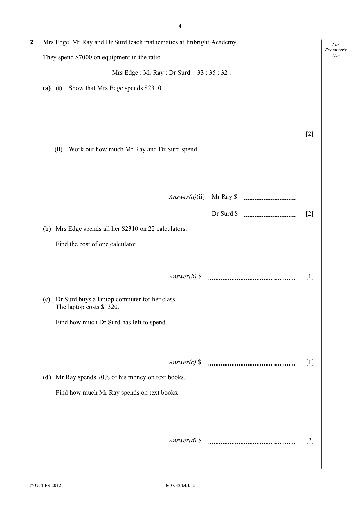 Cambridge IGCSE Mathematics - International 0607 2012 May/June Paper 3 · Variant 2 question paper, page 4 of 20
