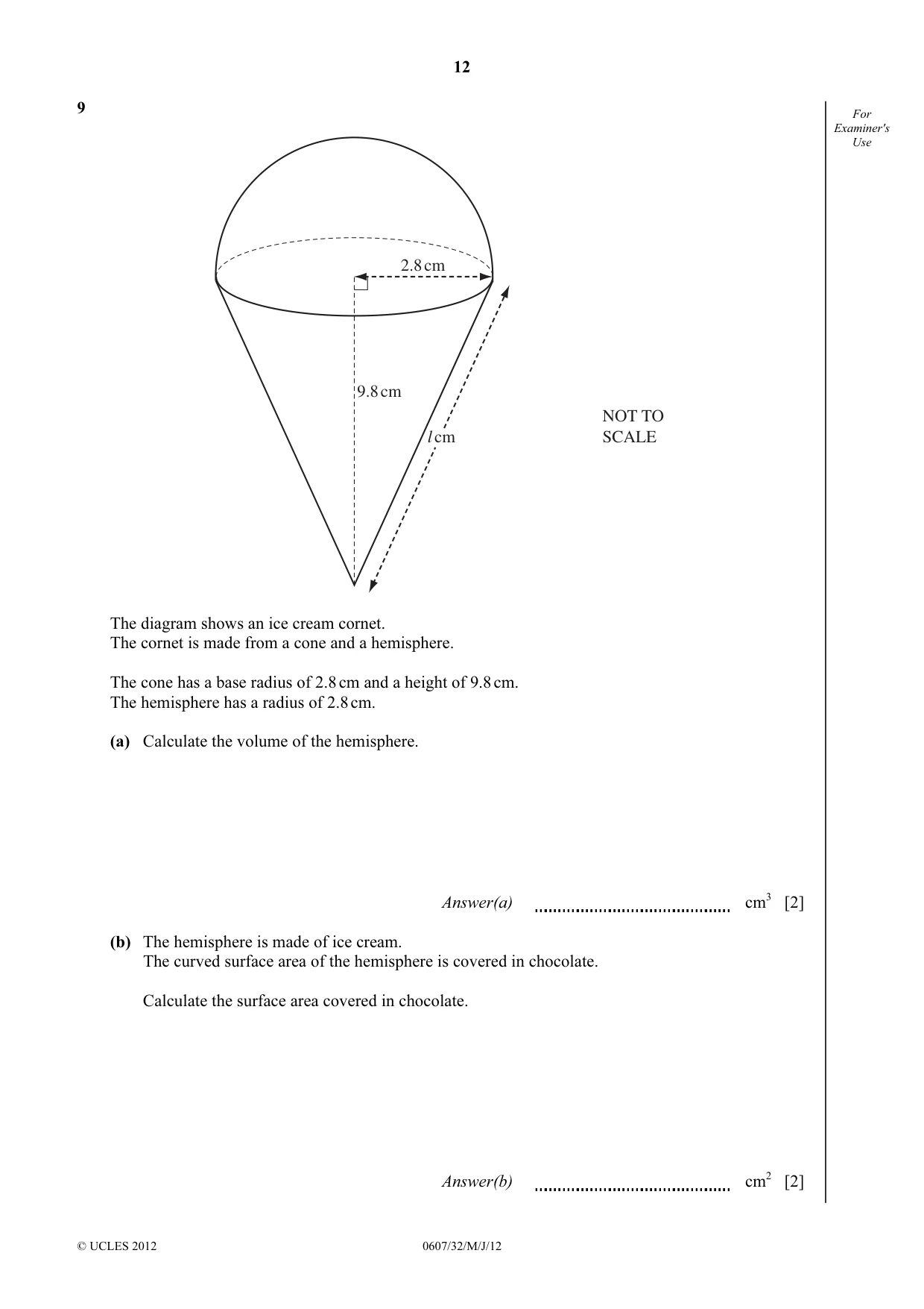 Cambridge IGCSE Mathematics - International 0607 2012 May/June Paper 3 · Variant 2 question paper, page 12 of 20