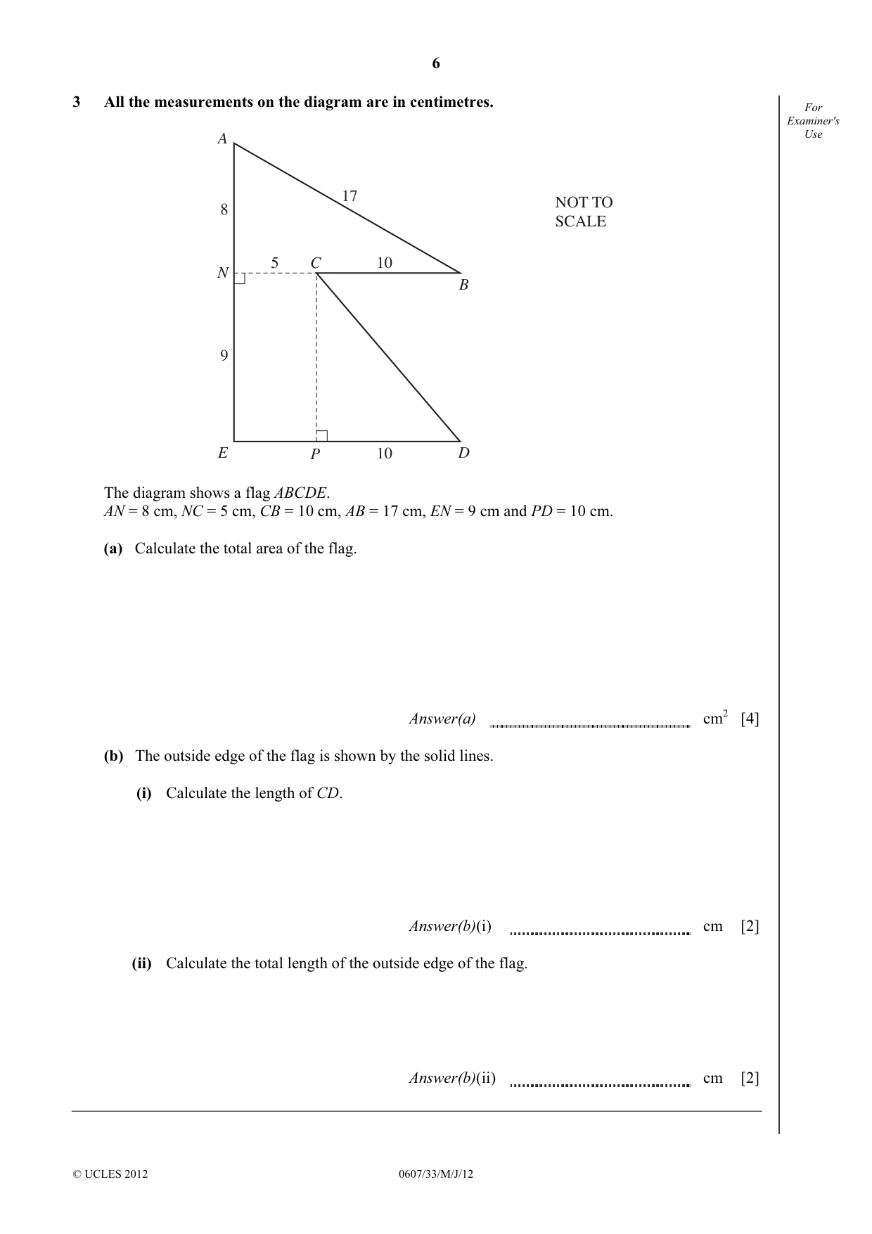 Cambridge IGCSE Mathematics - International 0607 2012 May/June Paper 3 · Variant 3 question paper, page 6 of 20