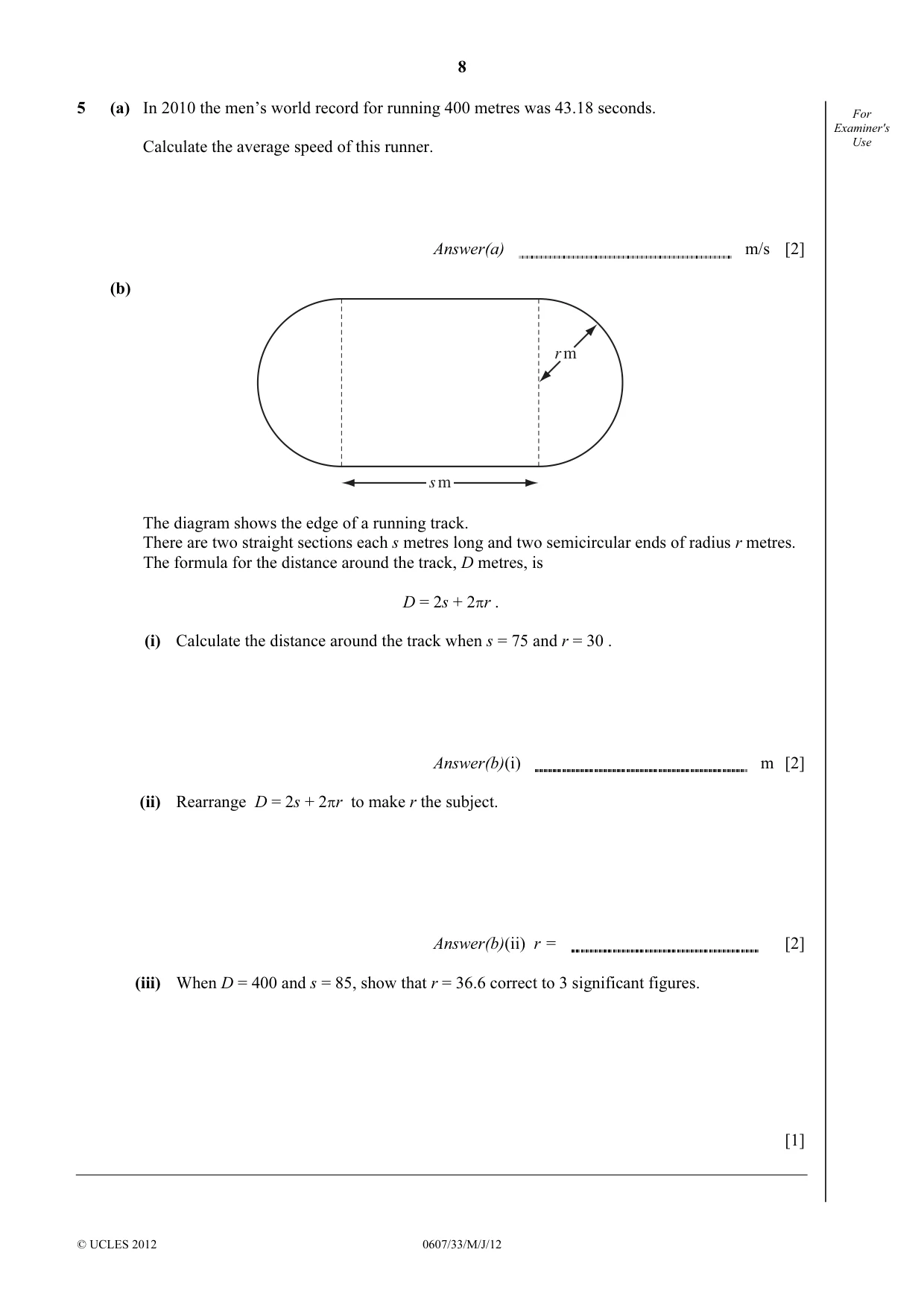 Cambridge IGCSE Mathematics - International 0607 2012 May/June Paper 3 · Variant 3 question paper, page 8 of 20