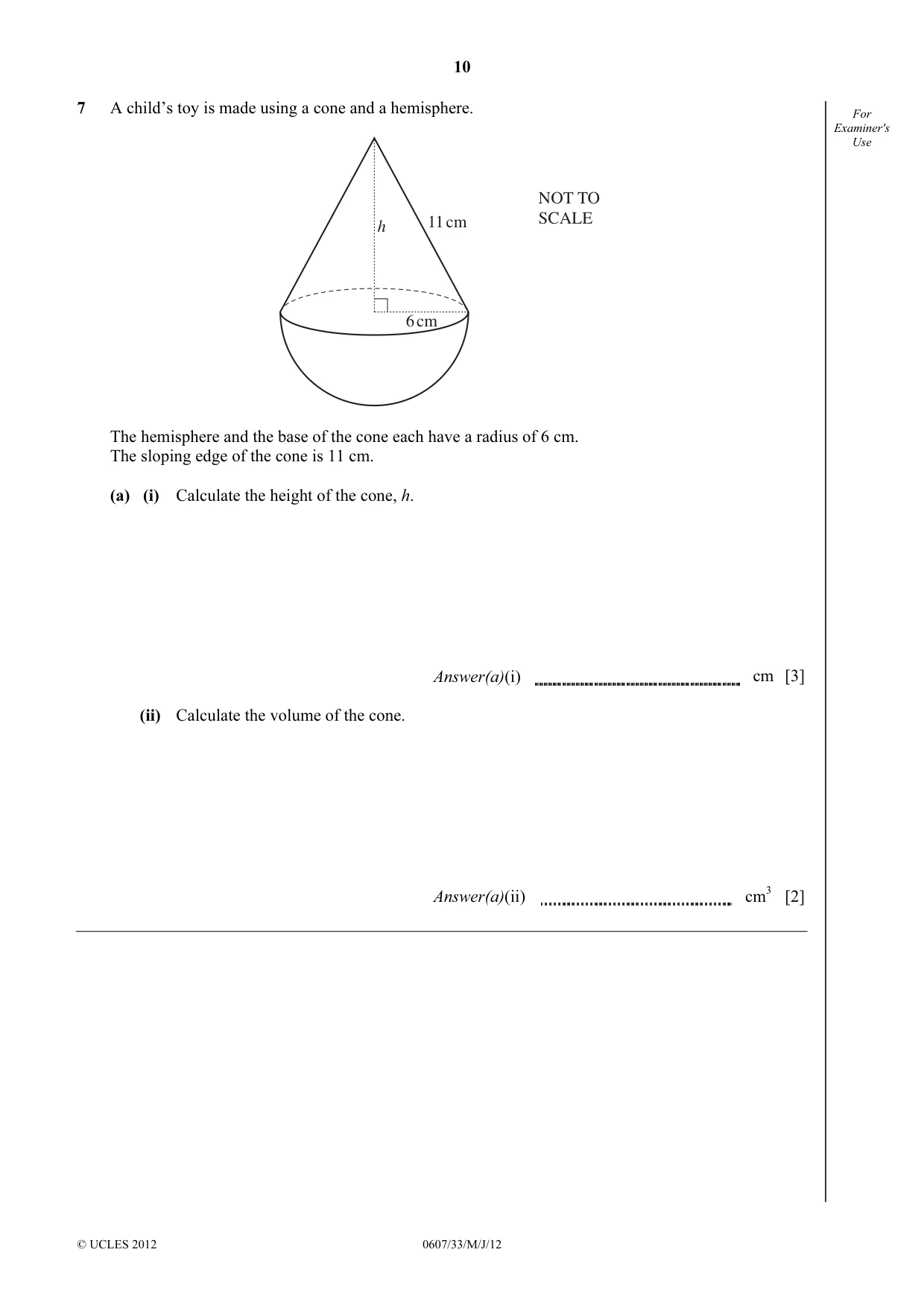 Cambridge IGCSE Mathematics - International 0607 2012 May/June Paper 3 · Variant 3 question paper, page 10 of 20