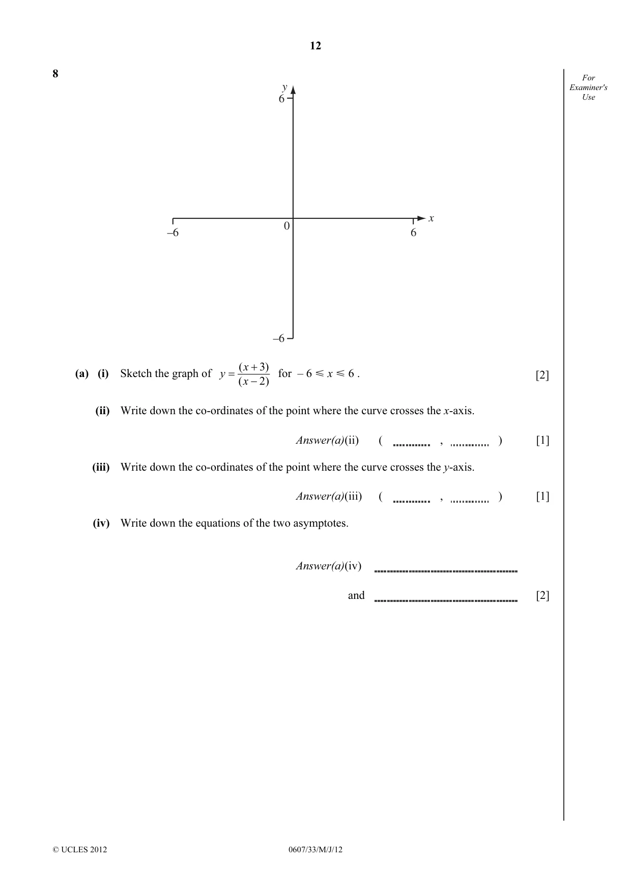Cambridge IGCSE Mathematics - International 0607 2012 May/June Paper 3 · Variant 3 question paper, page 12 of 20