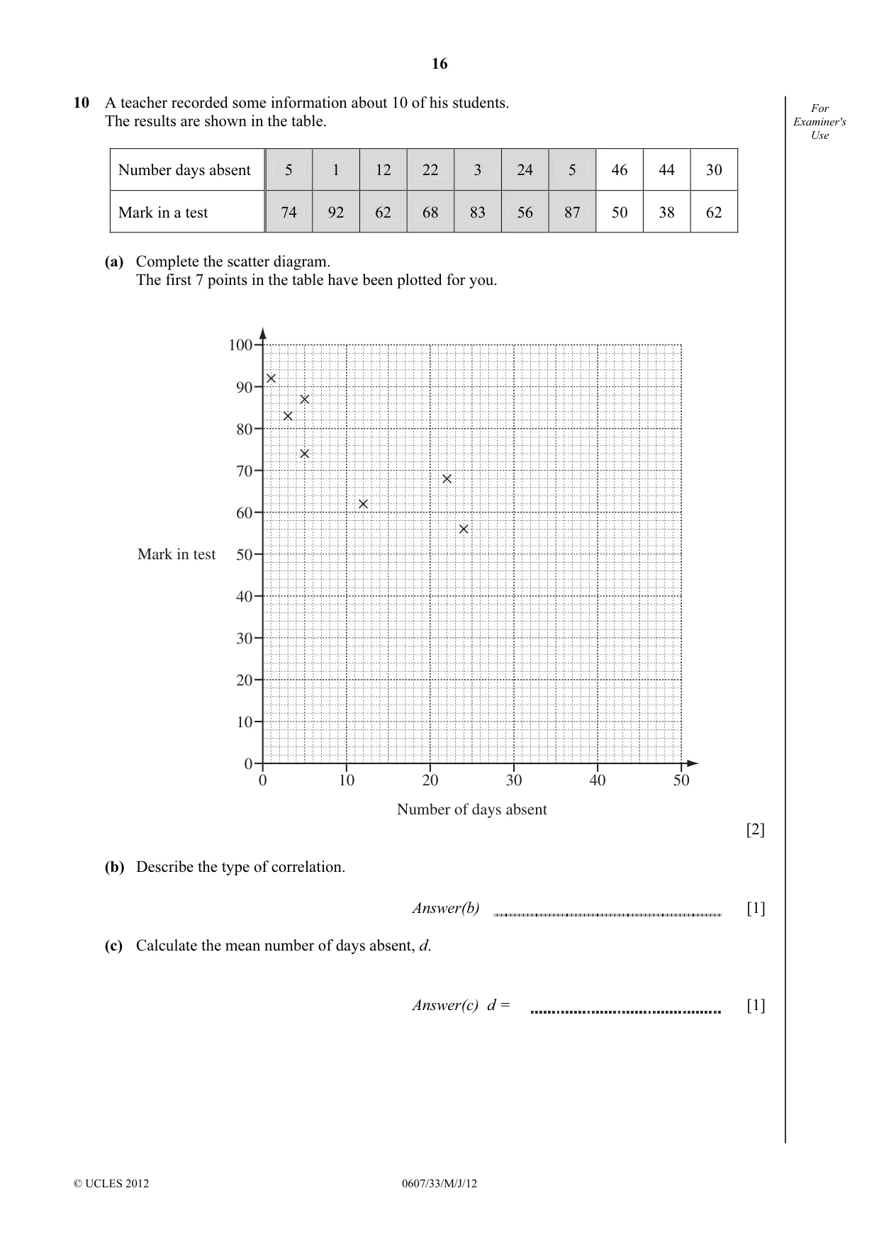 Cambridge IGCSE Mathematics - International 0607 2012 May/June Paper 3 · Variant 3 question paper, page 16 of 20