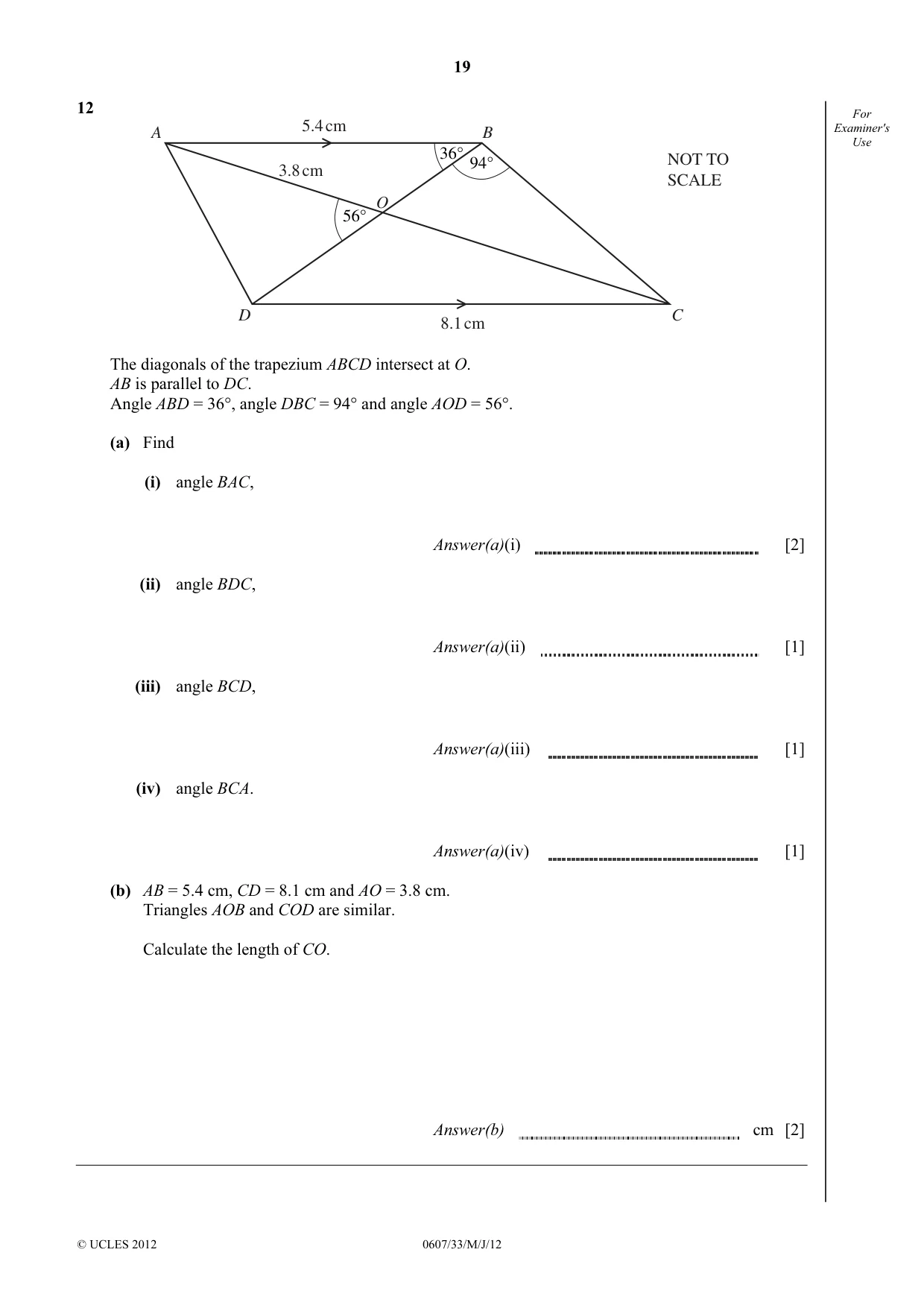 Cambridge IGCSE Mathematics - International 0607 2012 May/June Paper 3 · Variant 3 question paper, page 19 of 20