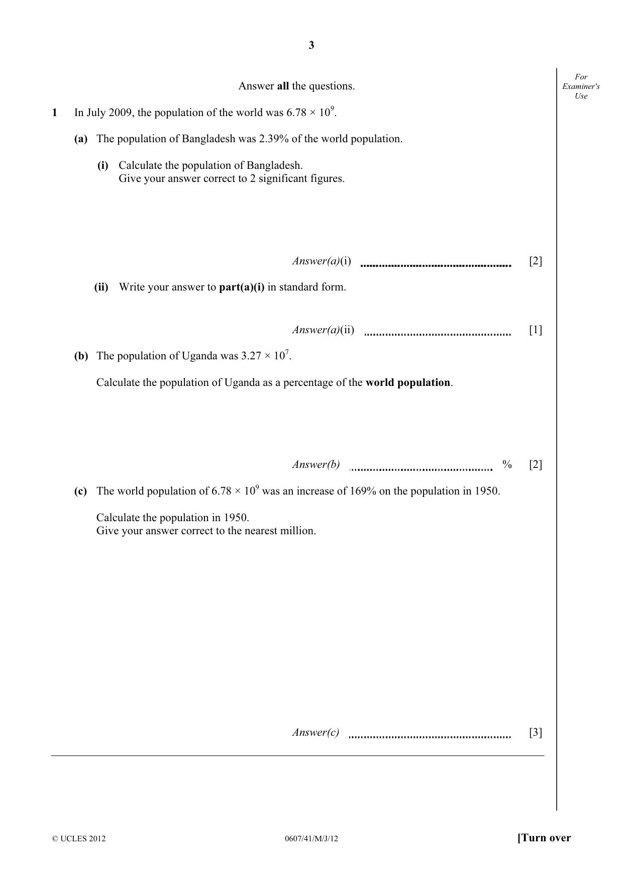 Cambridge IGCSE Mathematics - International 0607 2012 May/June Paper 4 · Variant 1 question paper, page 3 of 20