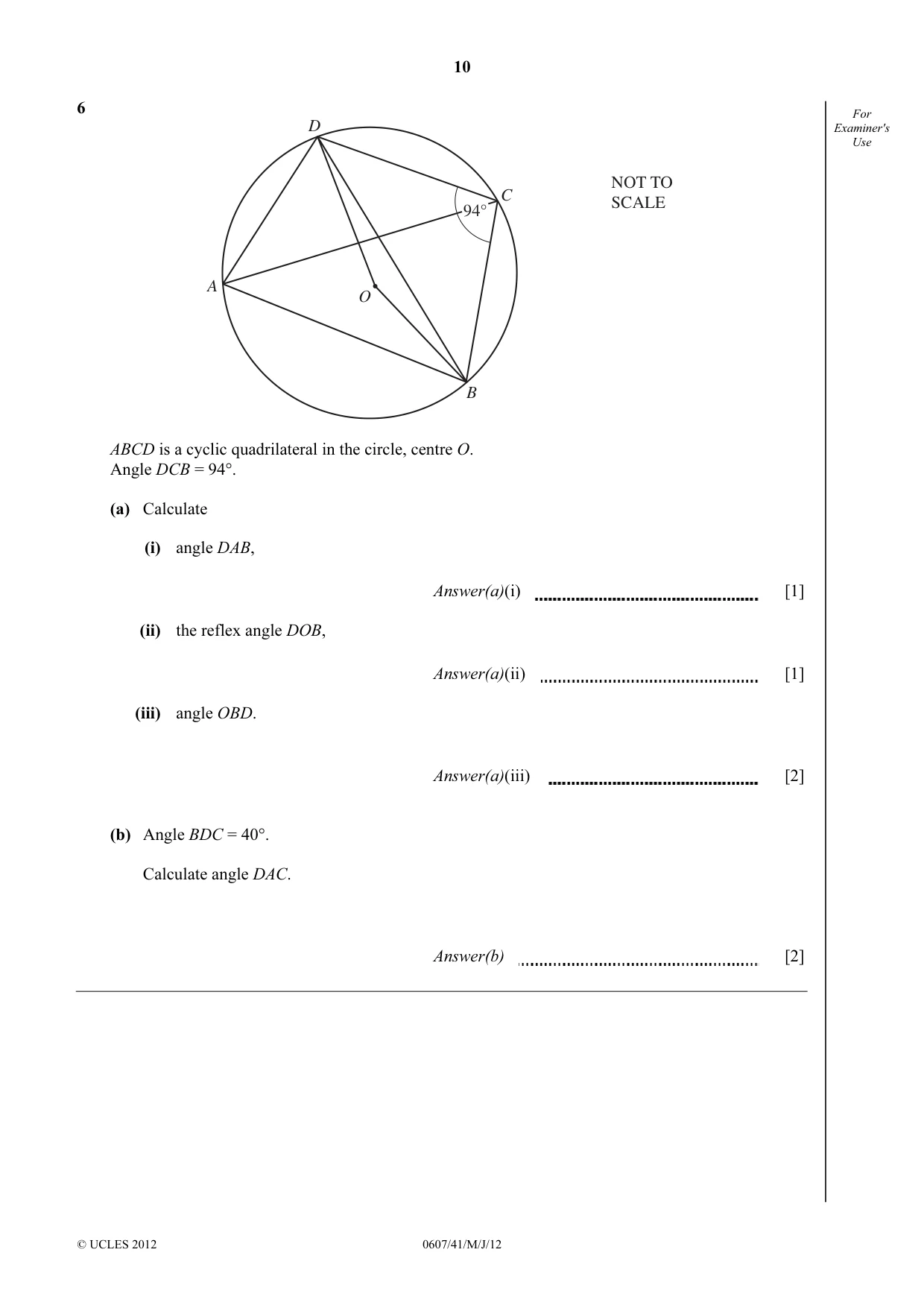 Cambridge IGCSE Mathematics - International 0607 2012 May/June Paper 4 · Variant 1 question paper, page 10 of 20