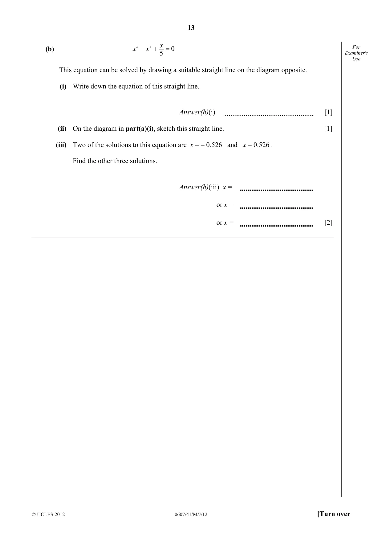 Cambridge IGCSE Mathematics - International 0607 2012 May/June Paper 4 · Variant 1 question paper, page 13 of 20