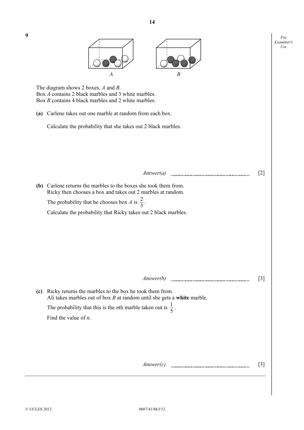 Cambridge IGCSE Mathematics - International 0607 2012 May/June Paper 4 · Variant 1 question paper, page 14 of 20