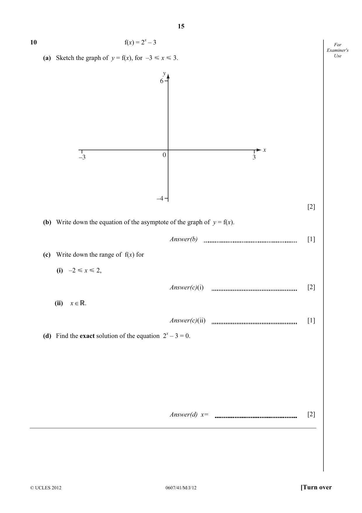 Cambridge IGCSE Mathematics - International 0607 2012 May/June Paper 4 · Variant 1 question paper, page 15 of 20