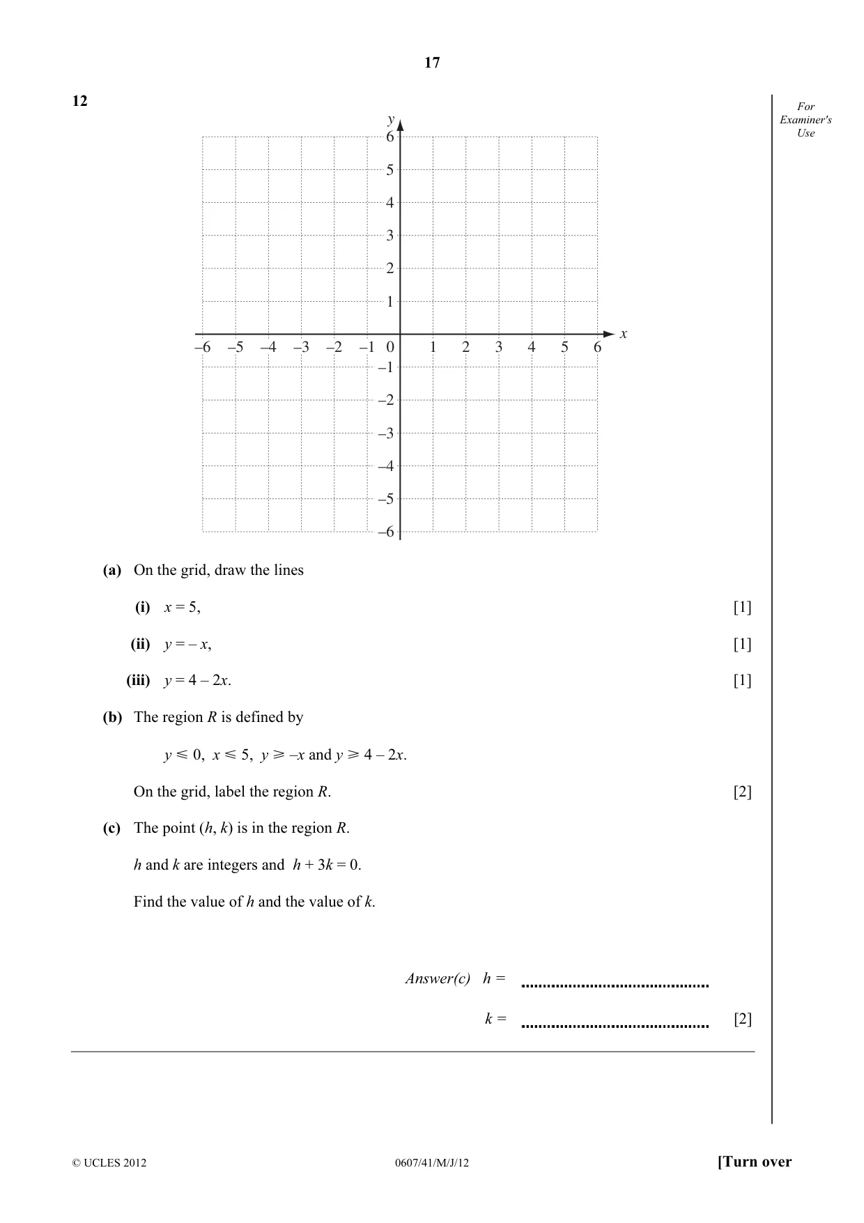 Cambridge IGCSE Mathematics - International 0607 2012 May/June Paper 4 · Variant 1 question paper, page 17 of 20