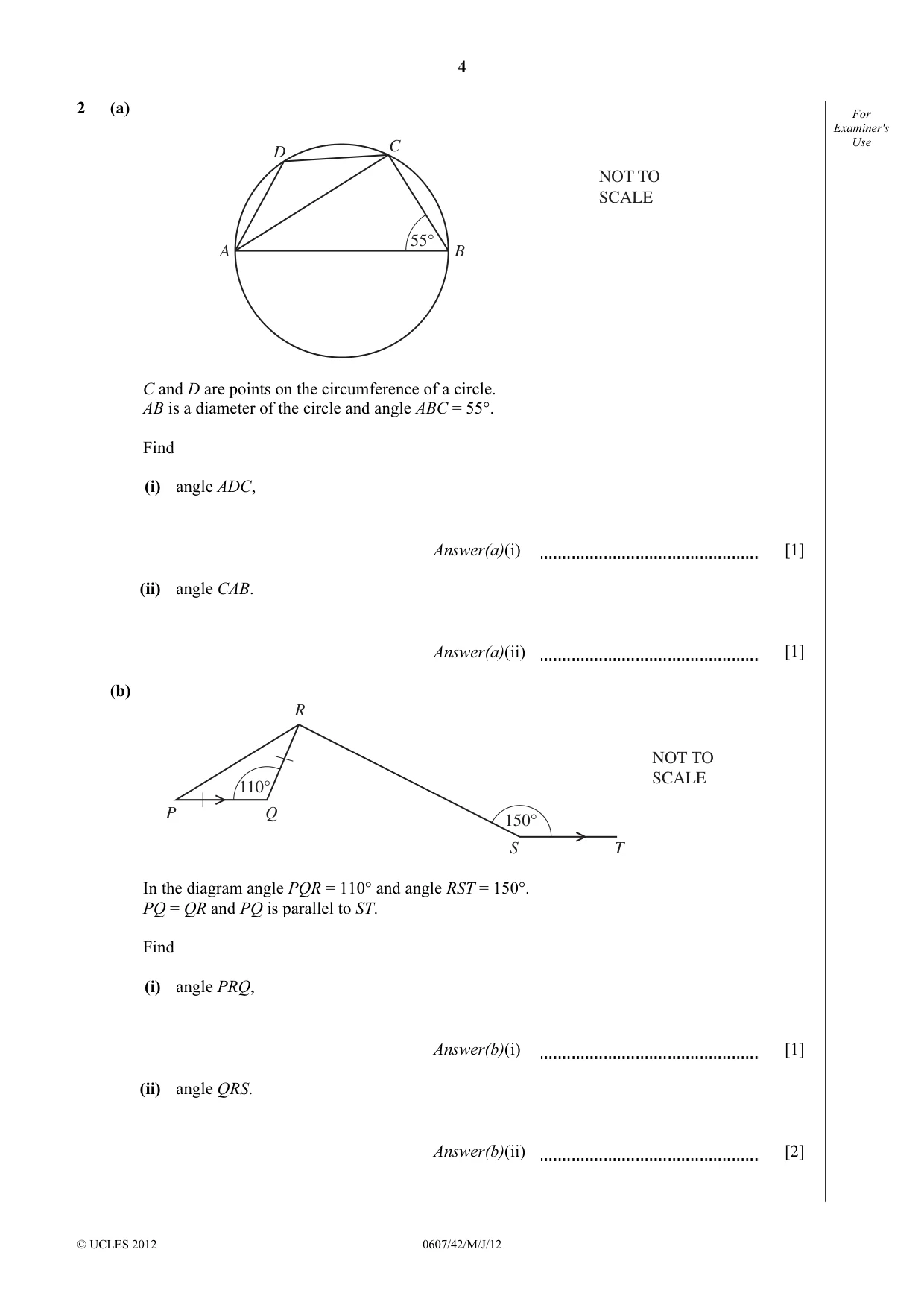 Cambridge IGCSE Mathematics - International 0607 2012 May/June Paper 4 · Variant 2 question paper, page 4 of 20