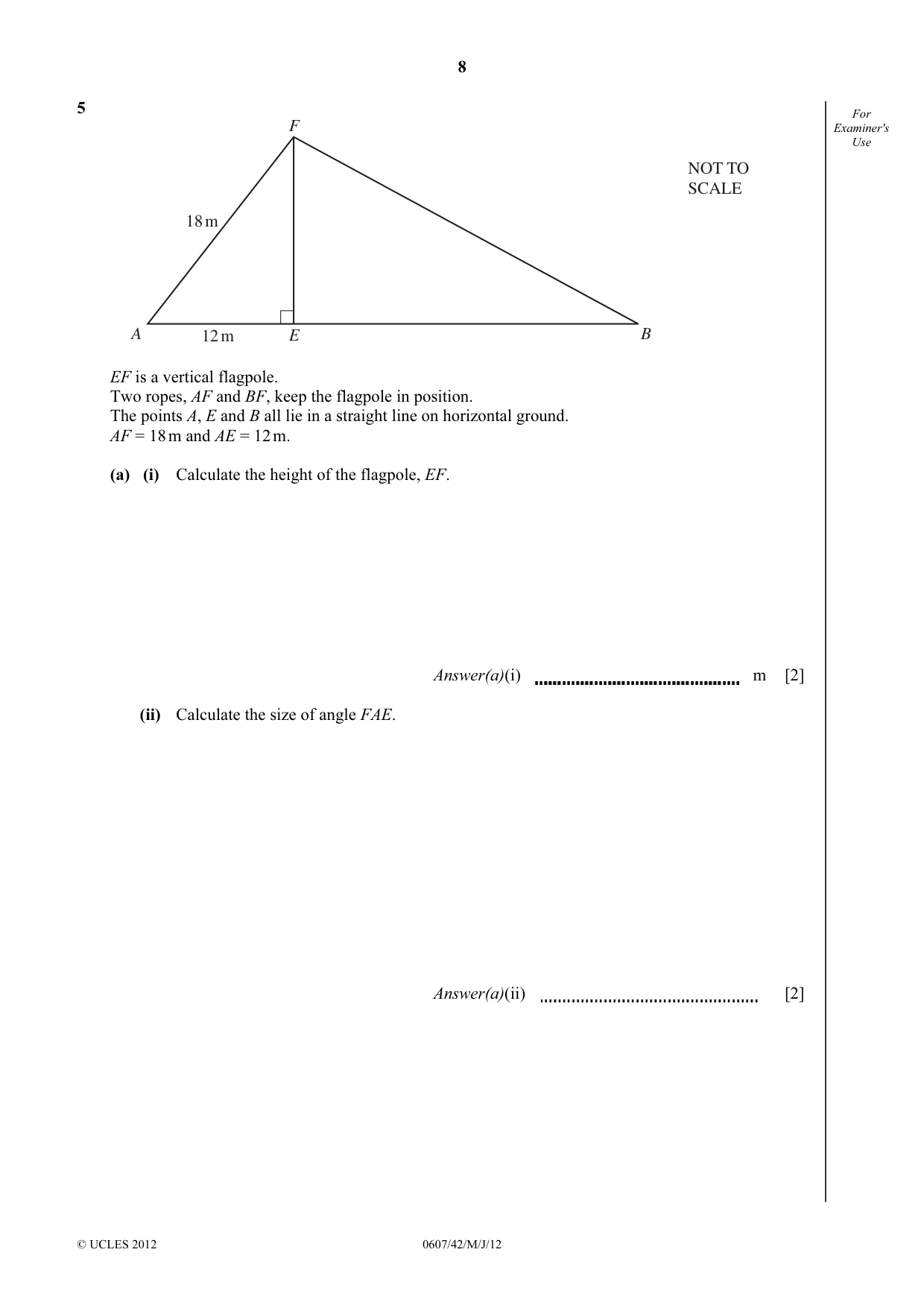 Cambridge IGCSE Mathematics - International 0607 2012 May/June Paper 4 · Variant 2 question paper, page 8 of 20