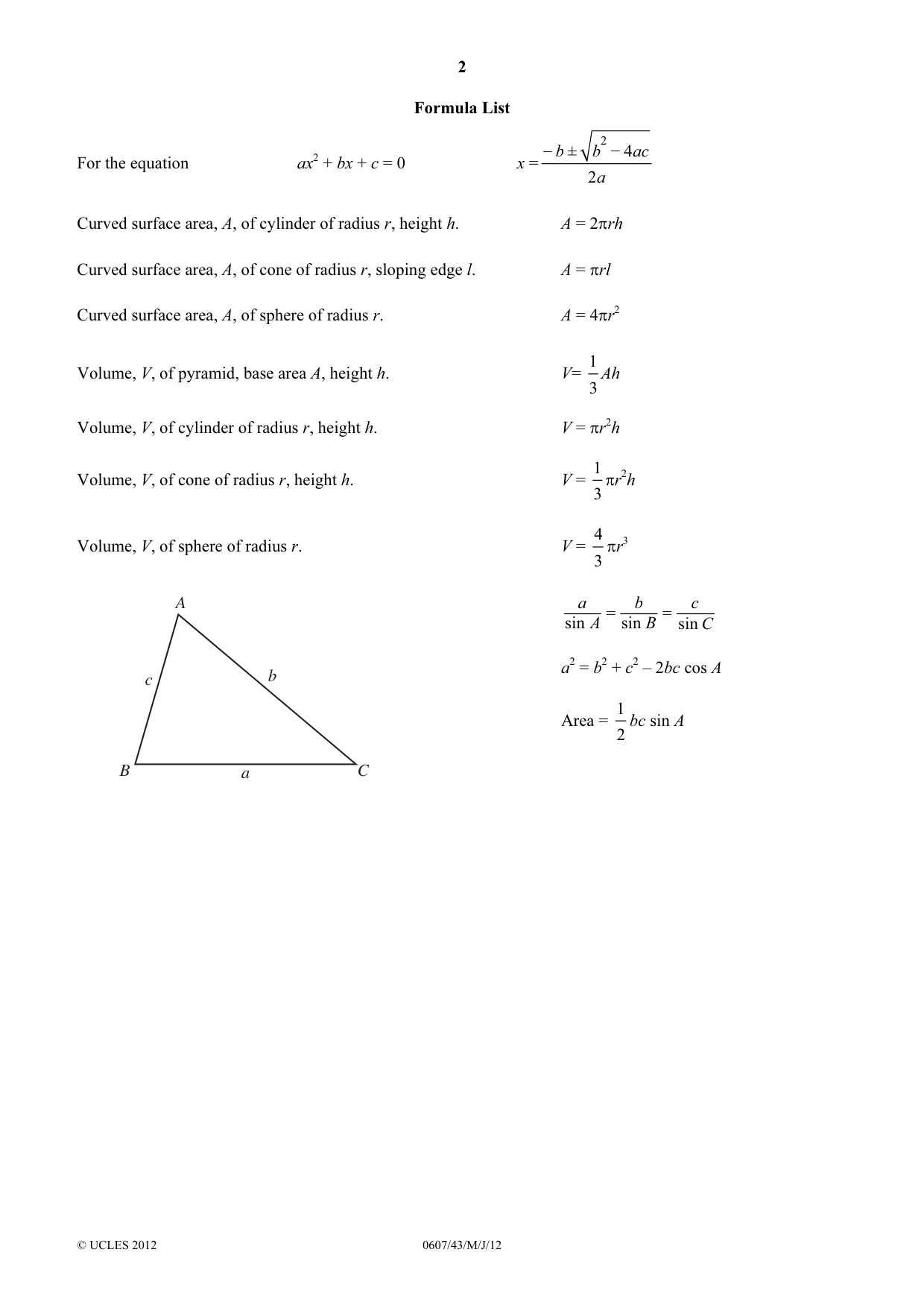 Cambridge IGCSE Mathematics - International 0607 2012 May/June Paper 4 · Variant 3 question paper, page 2 of 20