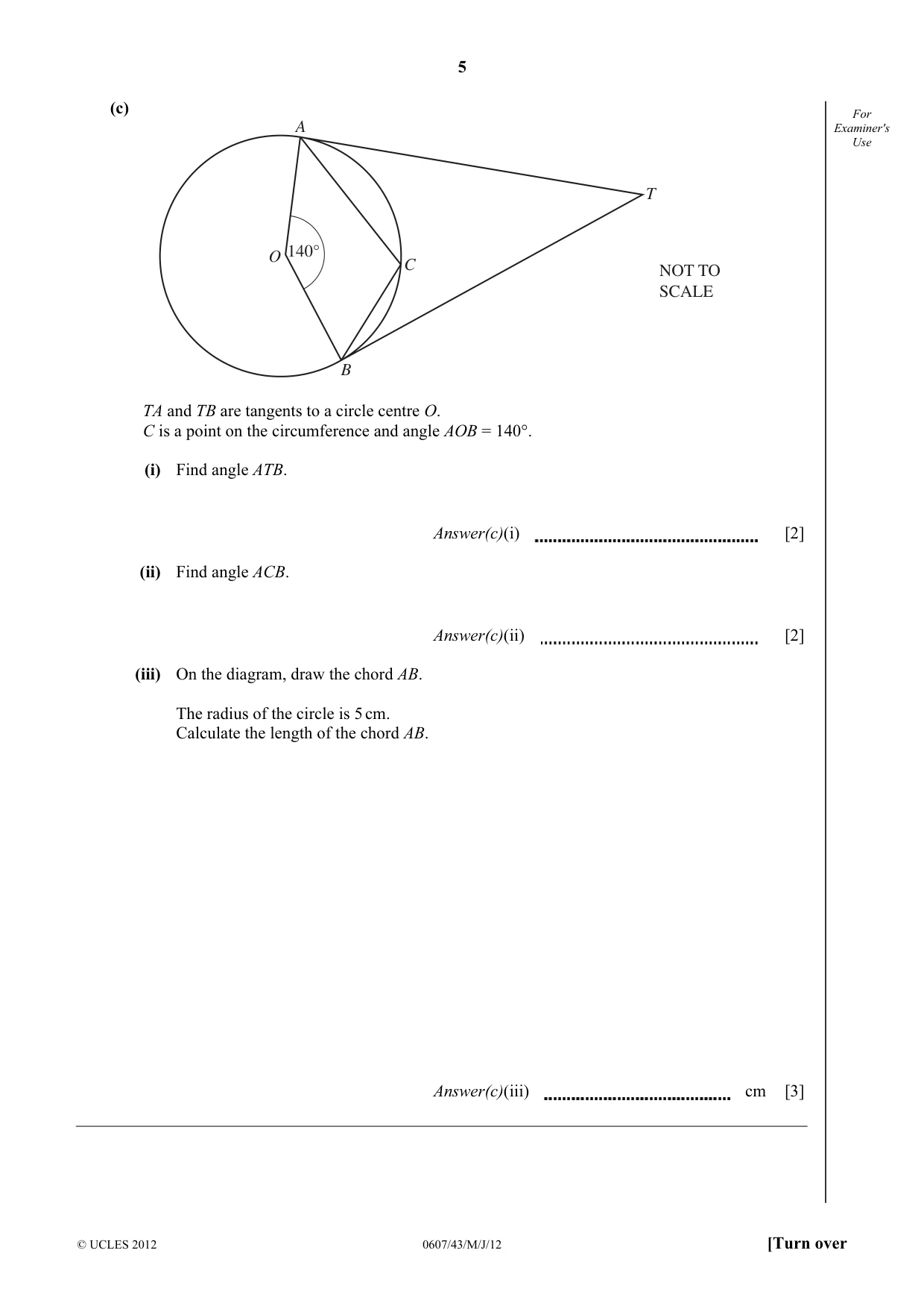 Cambridge IGCSE Mathematics - International 0607 2012 May/June Paper 4 · Variant 3 question paper, page 5 of 20