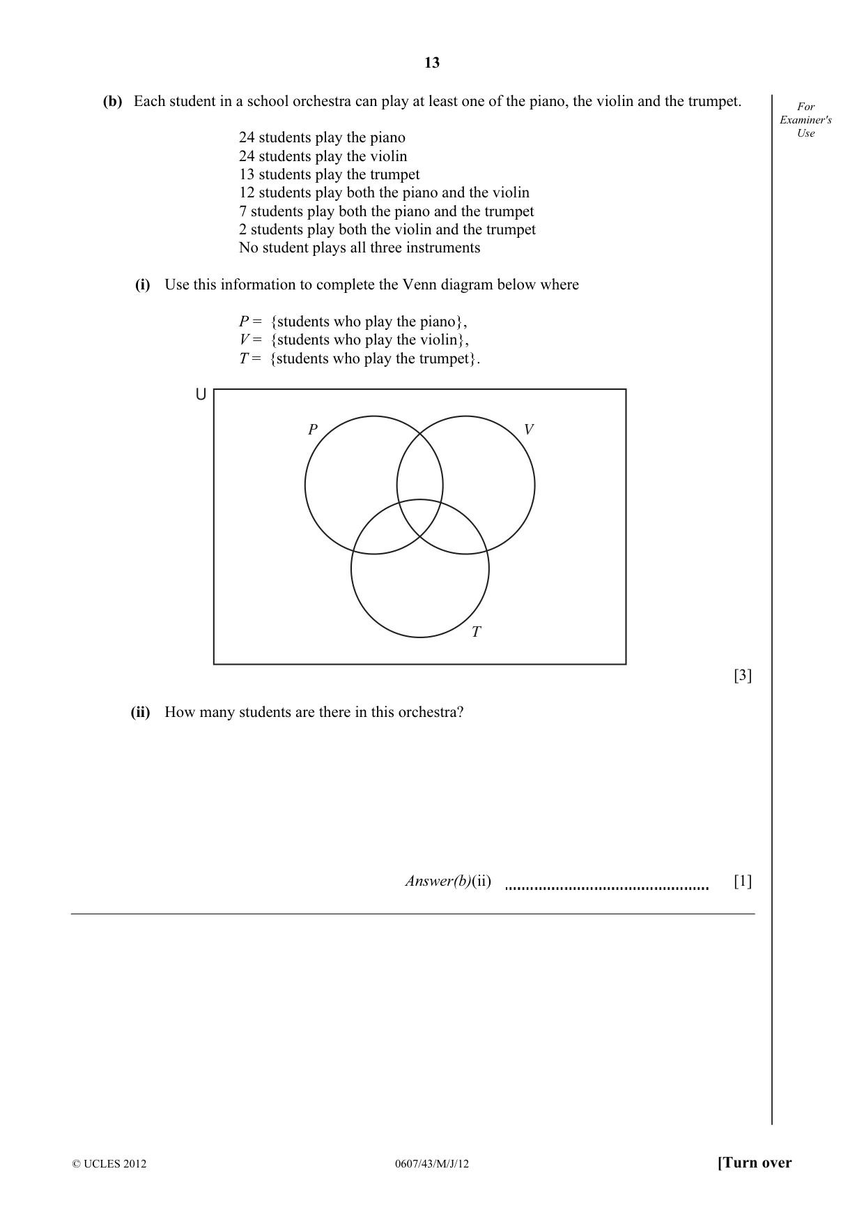 Cambridge IGCSE Mathematics - International 0607 2012 May/June Paper 4 · Variant 3 question paper, page 13 of 20