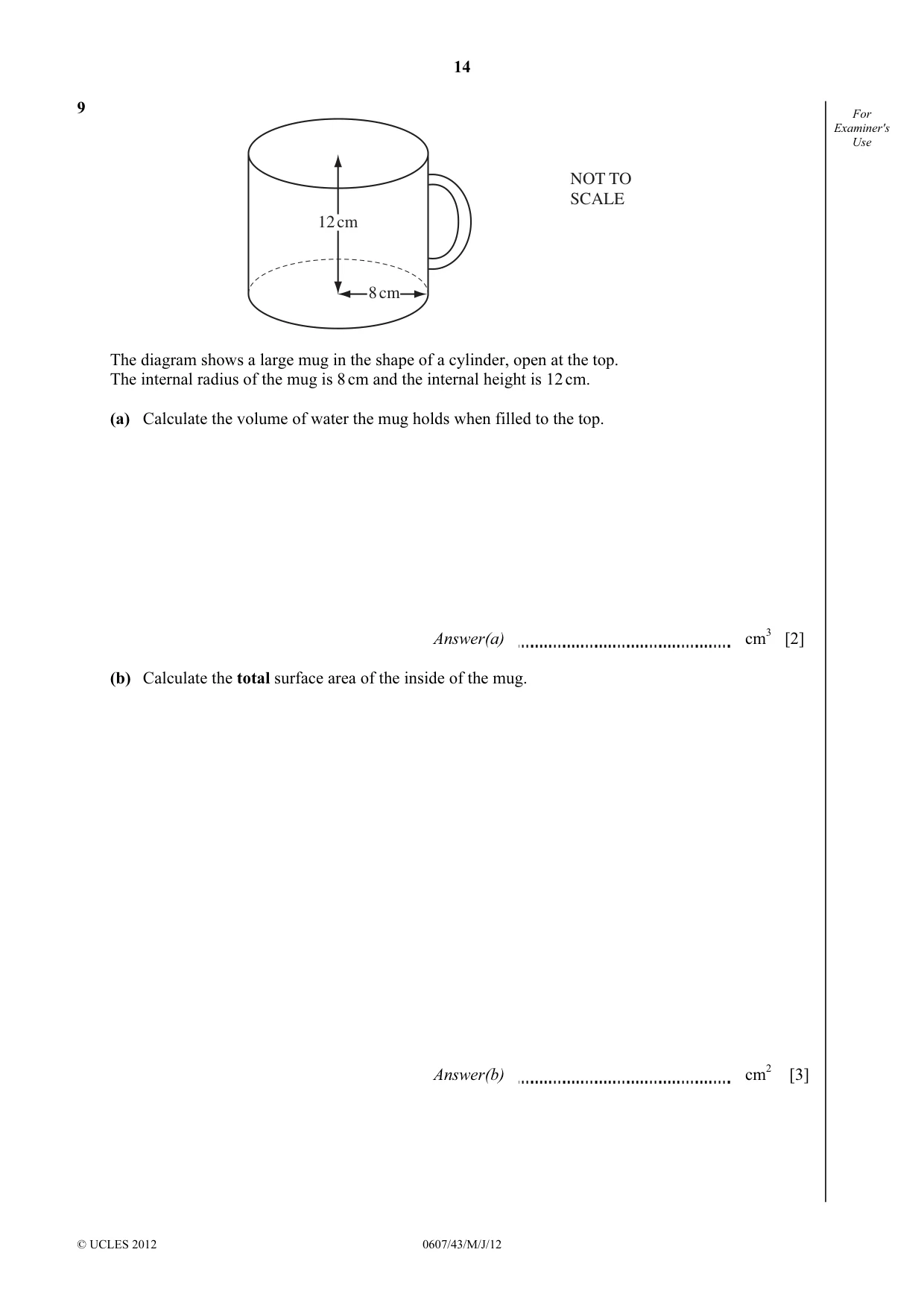 Cambridge IGCSE Mathematics - International 0607 2012 May/June Paper 4 · Variant 3 question paper, page 14 of 20