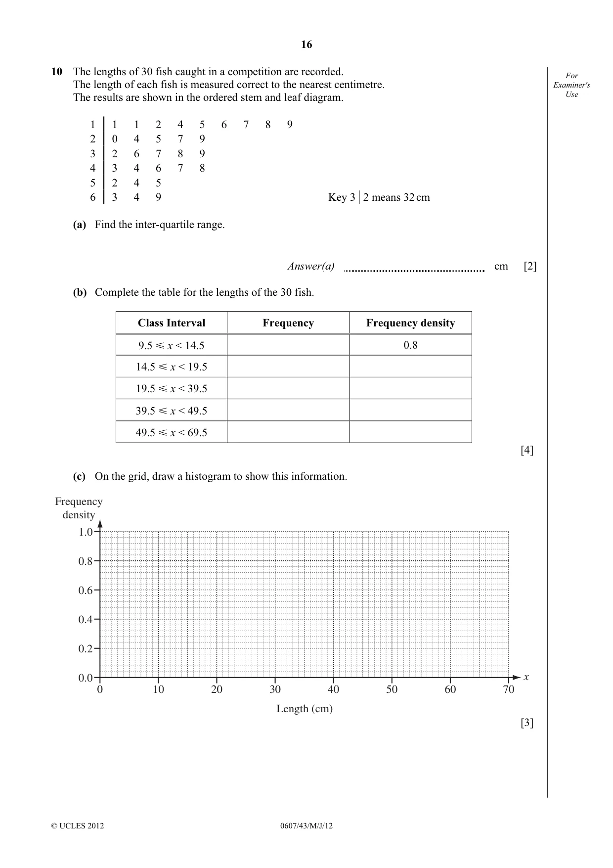 Cambridge IGCSE Mathematics - International 0607 2012 May/June Paper 4 · Variant 3 question paper, page 16 of 20
