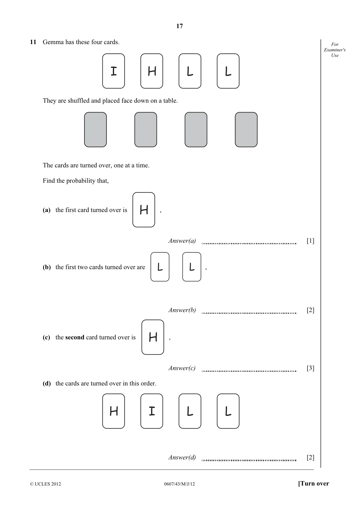Cambridge IGCSE Mathematics - International 0607 2012 May/June Paper 4 · Variant 3 question paper, page 17 of 20