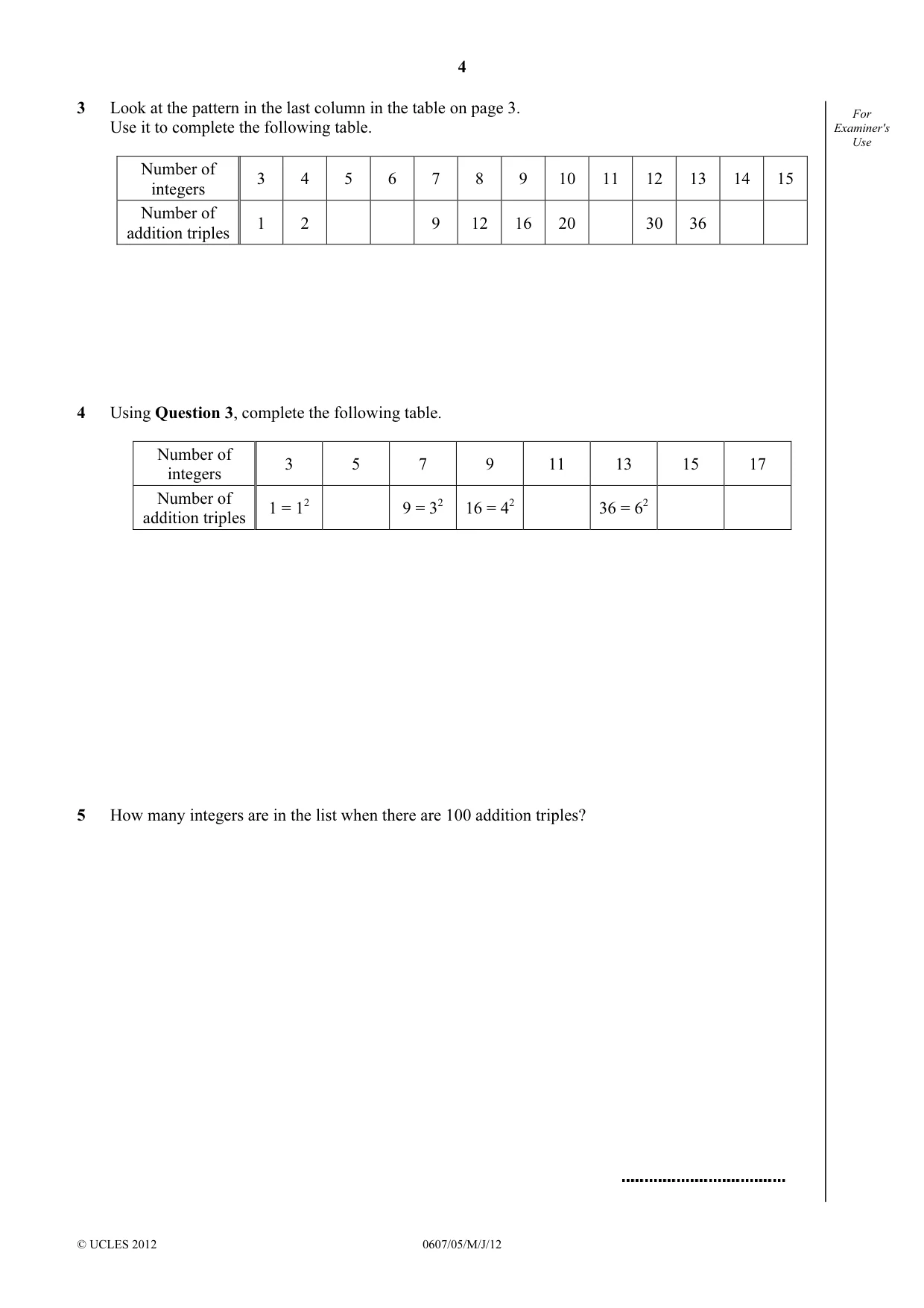 Cambridge IGCSE Mathematics - International 0607 2012 May/June Paper 5 · Variant 1 question paper, page 4 of 8