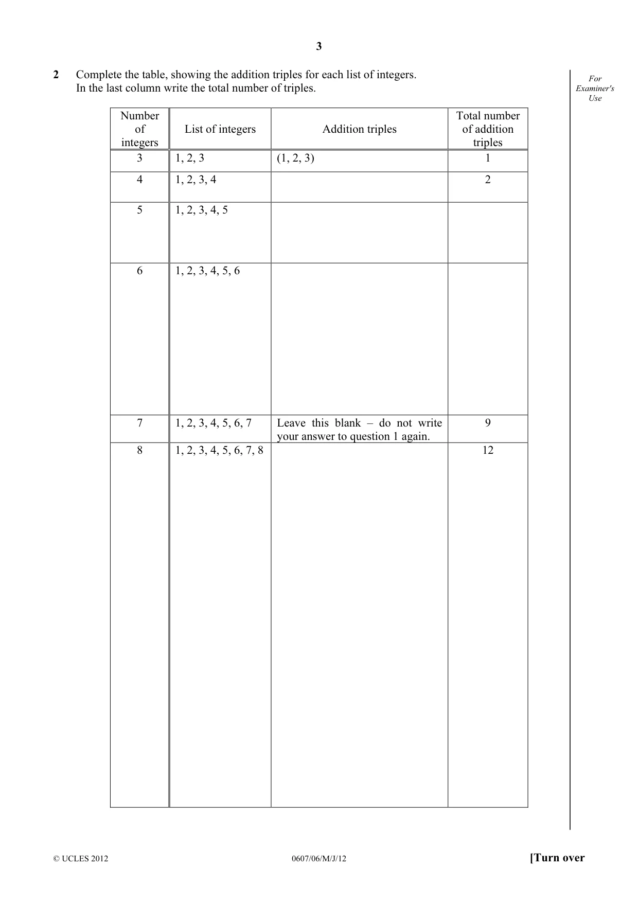 Cambridge IGCSE Mathematics - International 0607 2012 May/June Paper 6 · Variant 1 question paper, page 3 of 12