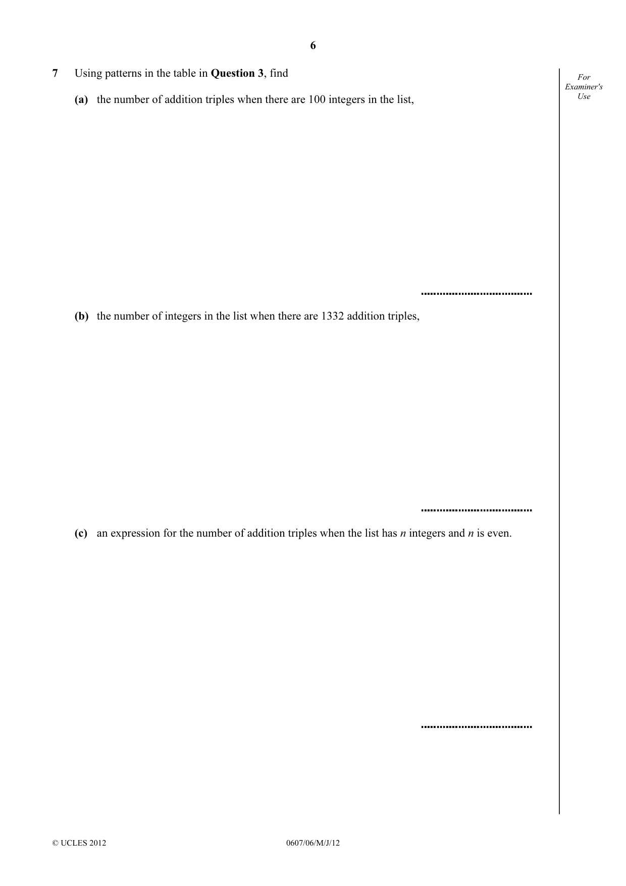 Cambridge IGCSE Mathematics - International 0607 2012 May/June Paper 6 · Variant 1 question paper, page 6 of 12