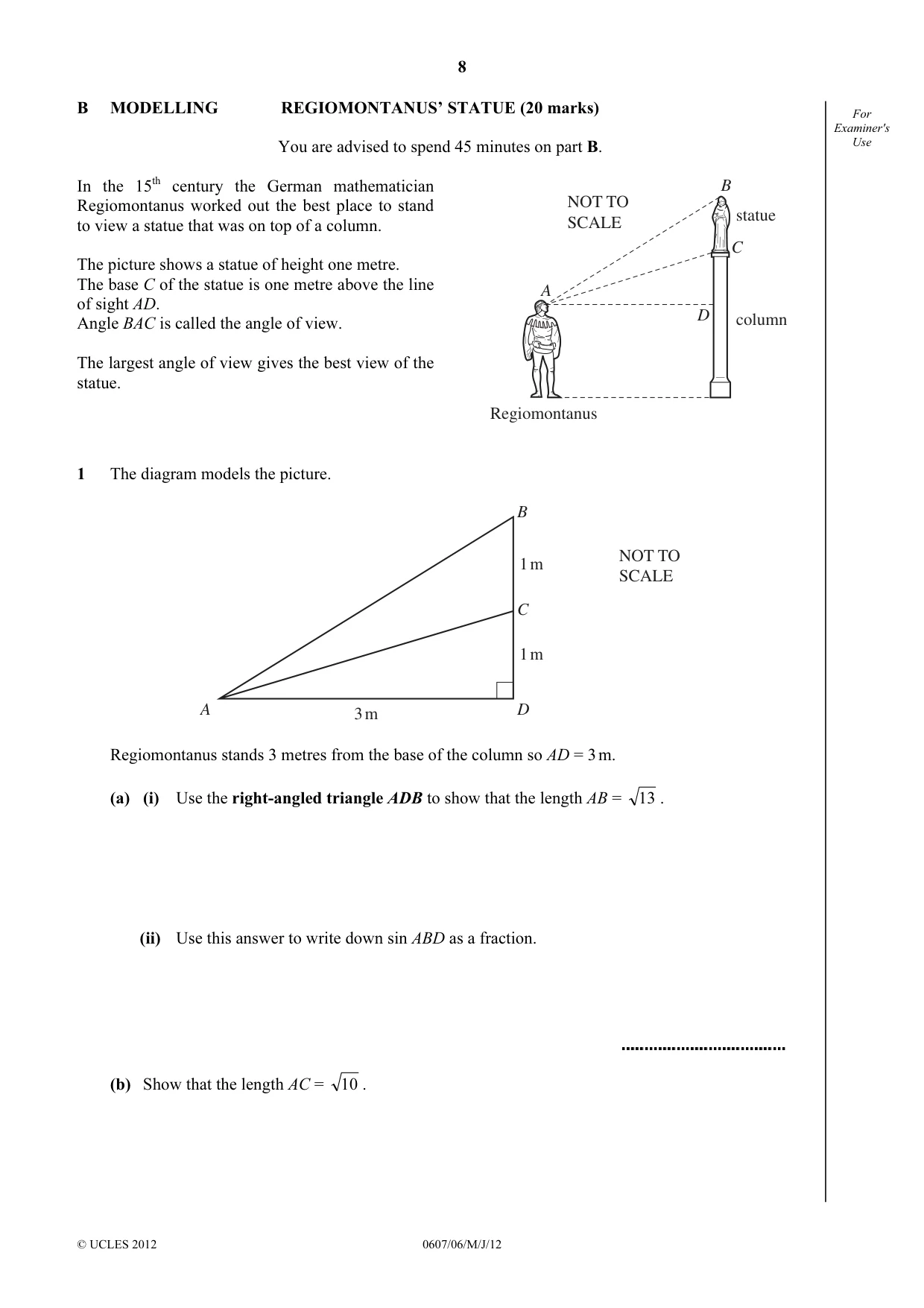 Cambridge IGCSE Mathematics - International 0607 2012 May/June Paper 6 · Variant 1 question paper, page 8 of 12
