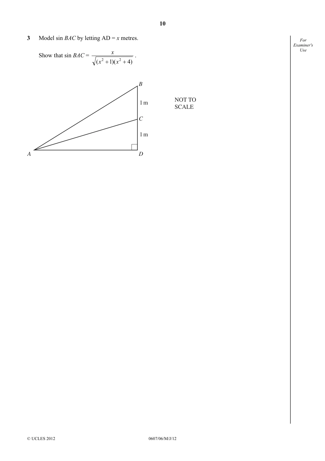 Cambridge IGCSE Mathematics - International 0607 2012 May/June Paper 6 · Variant 1 question paper, page 10 of 12