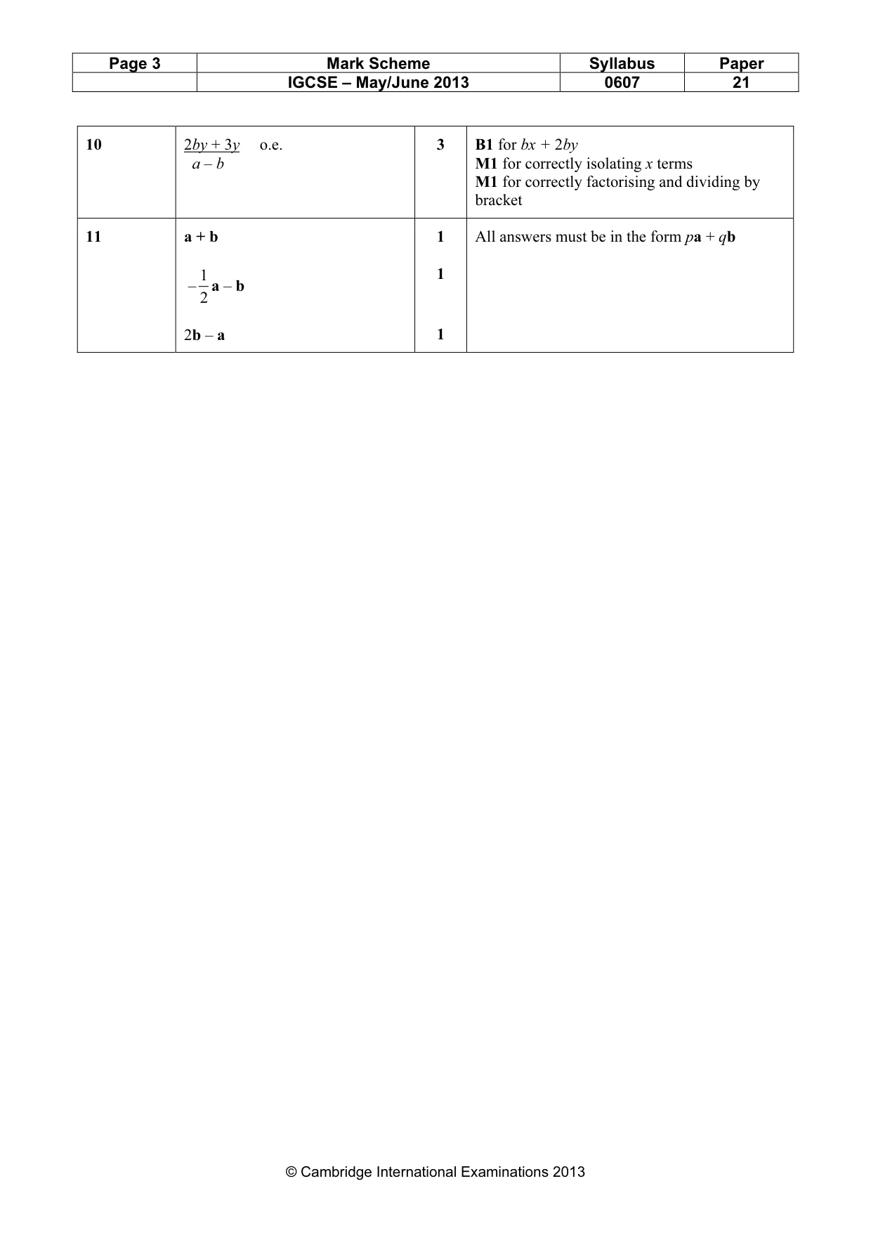 Mark scheme, page 3 of 3