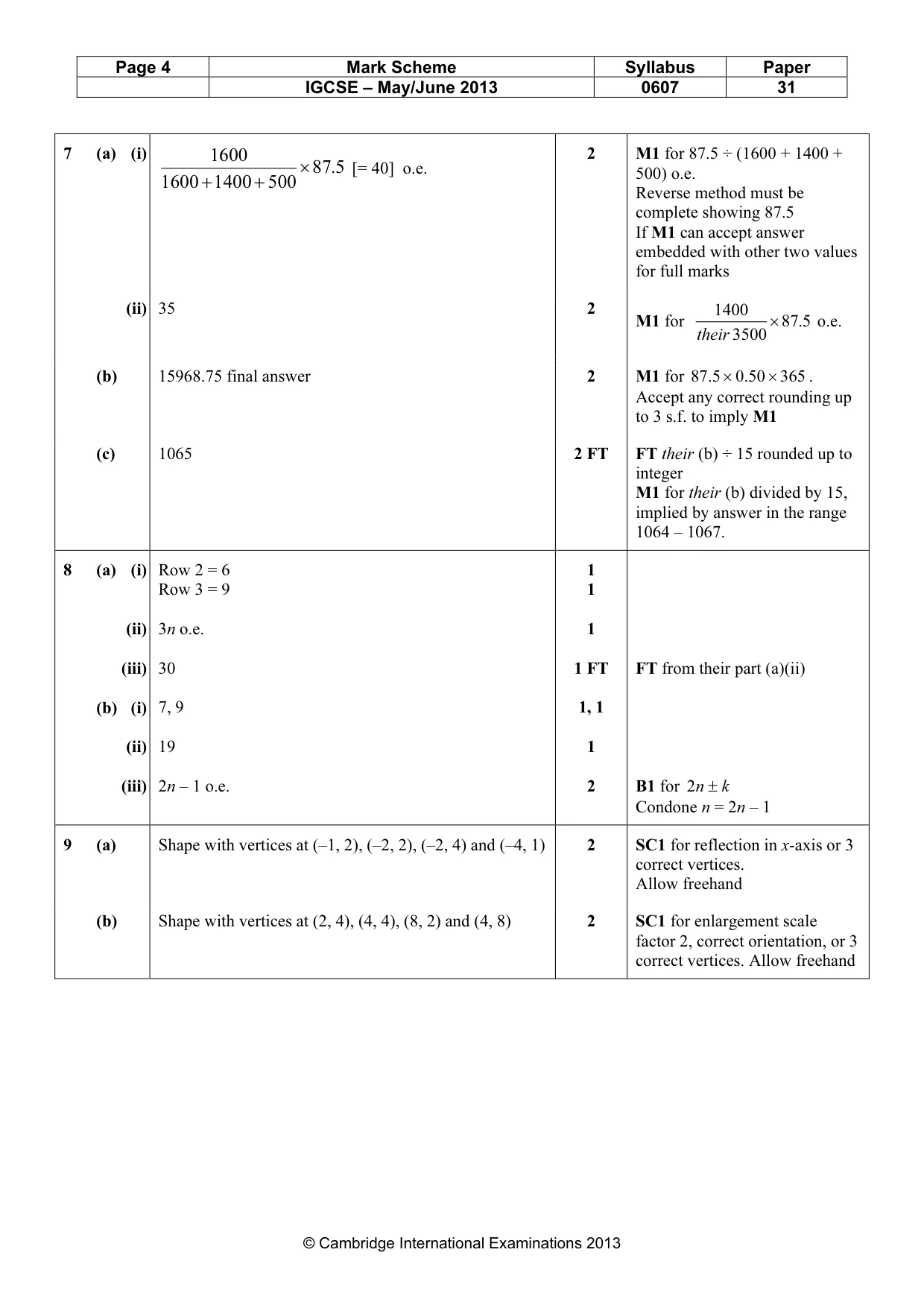 Mark scheme, page 4 of 6