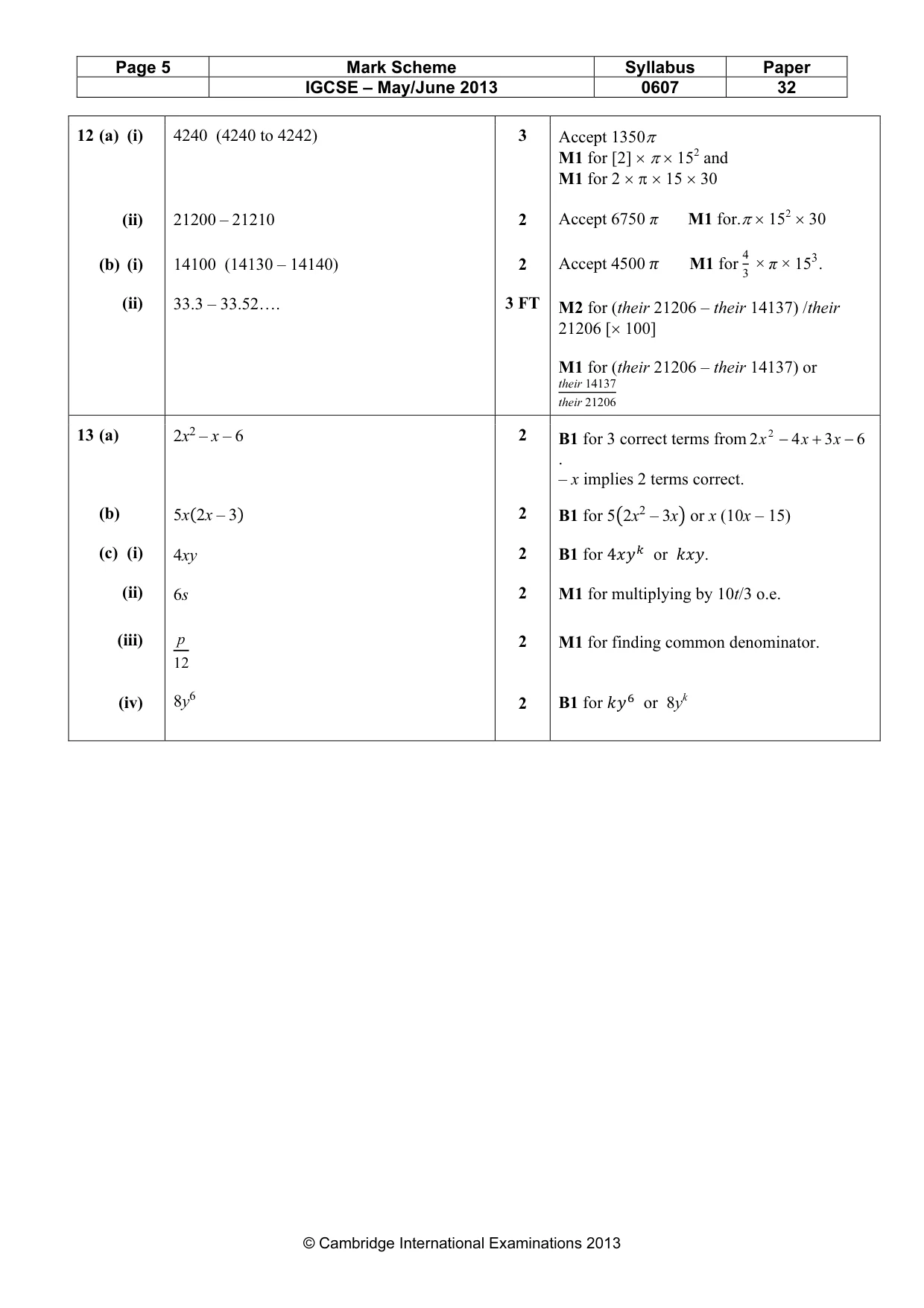 Mark scheme, page 5 of 5