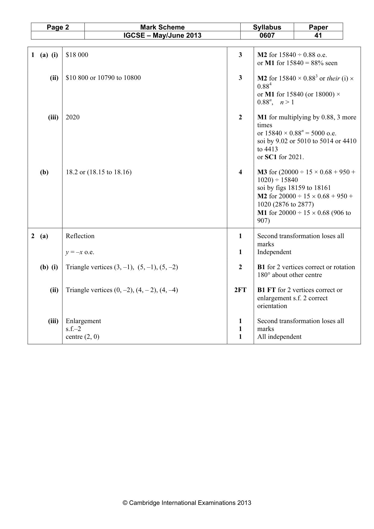 Mark scheme, page 2 of 7
