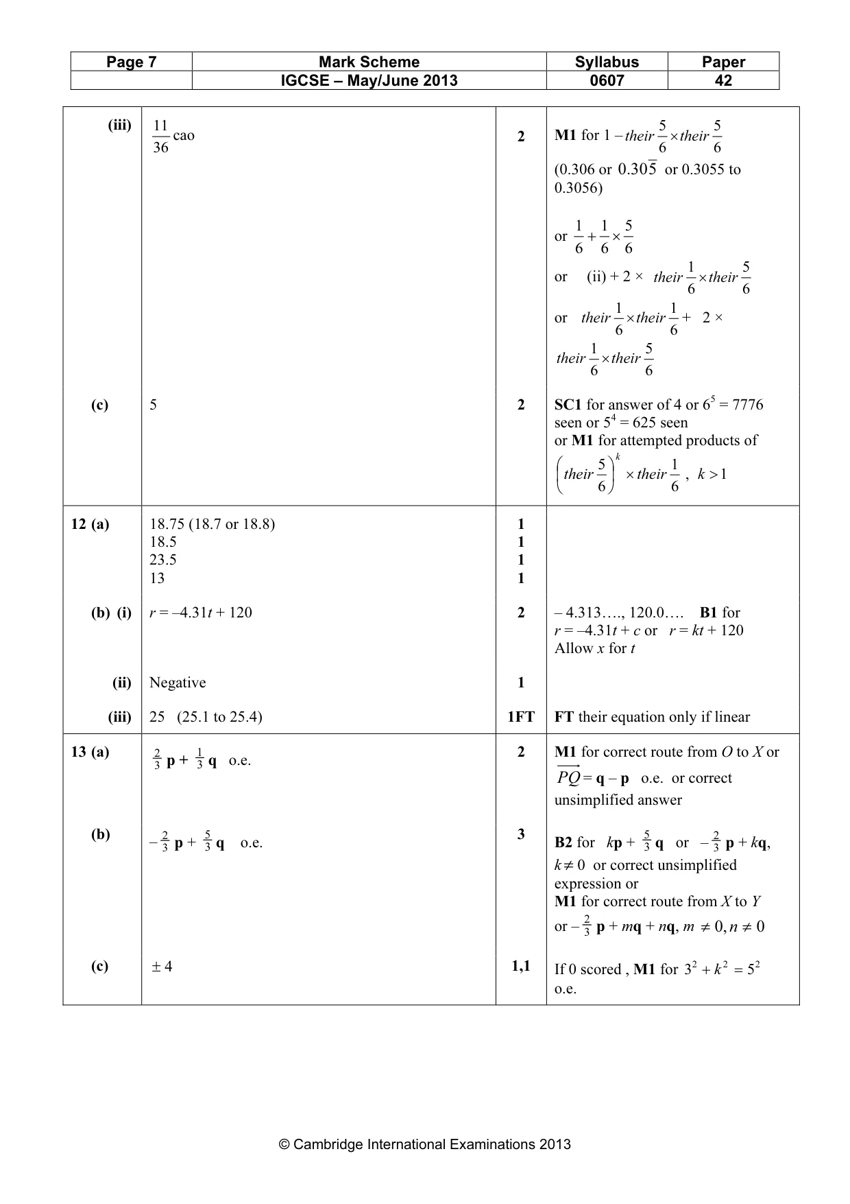 Mark scheme, page 7 of 7