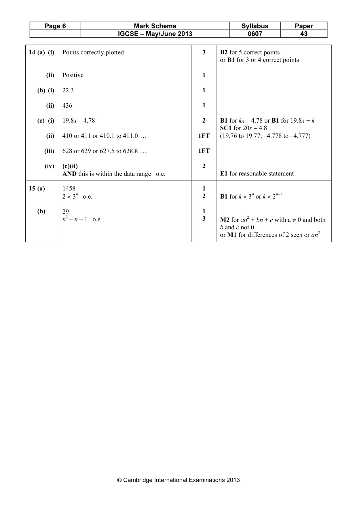 Mark scheme, page 6 of 6