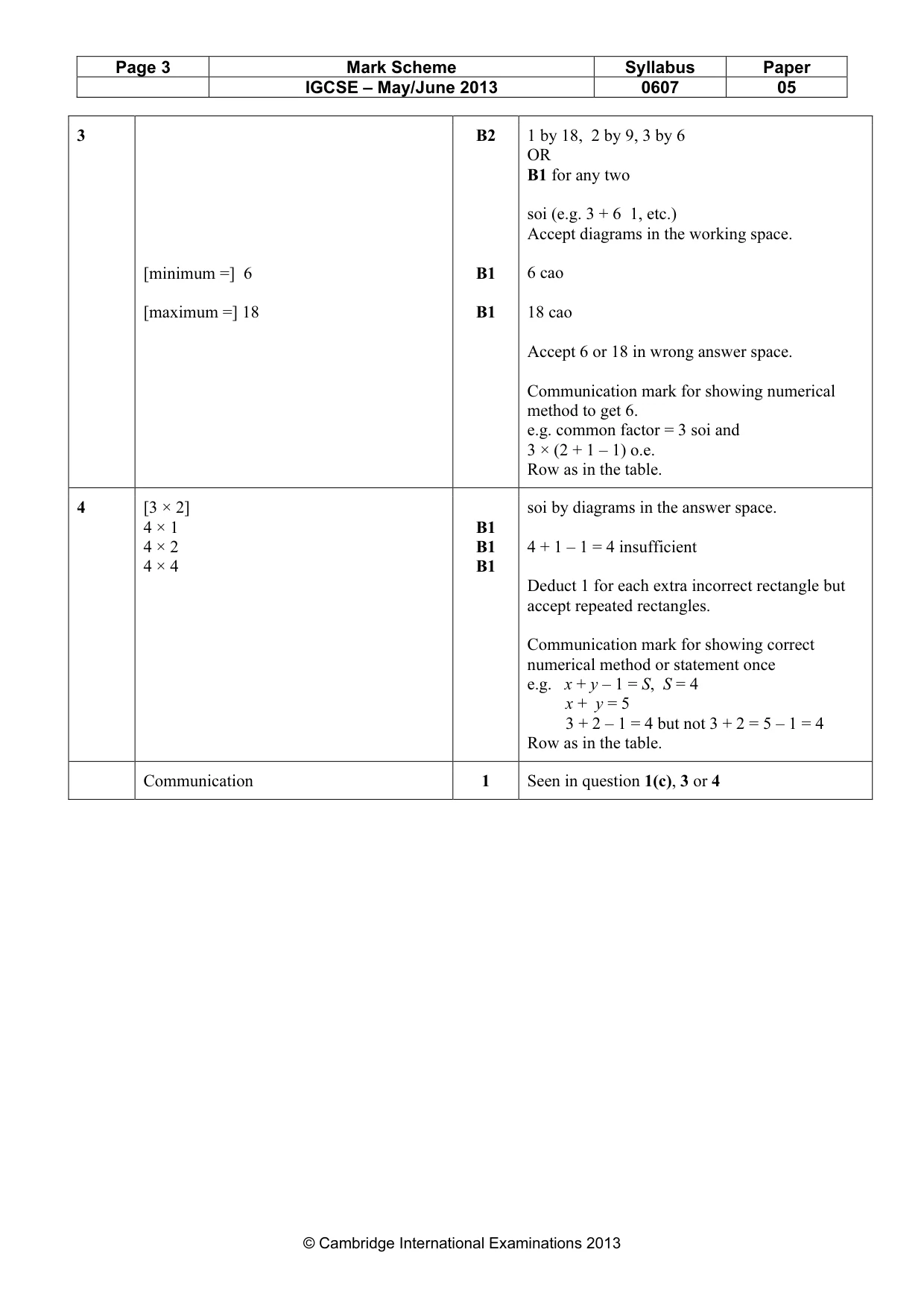 Mark scheme, page 3 of 3