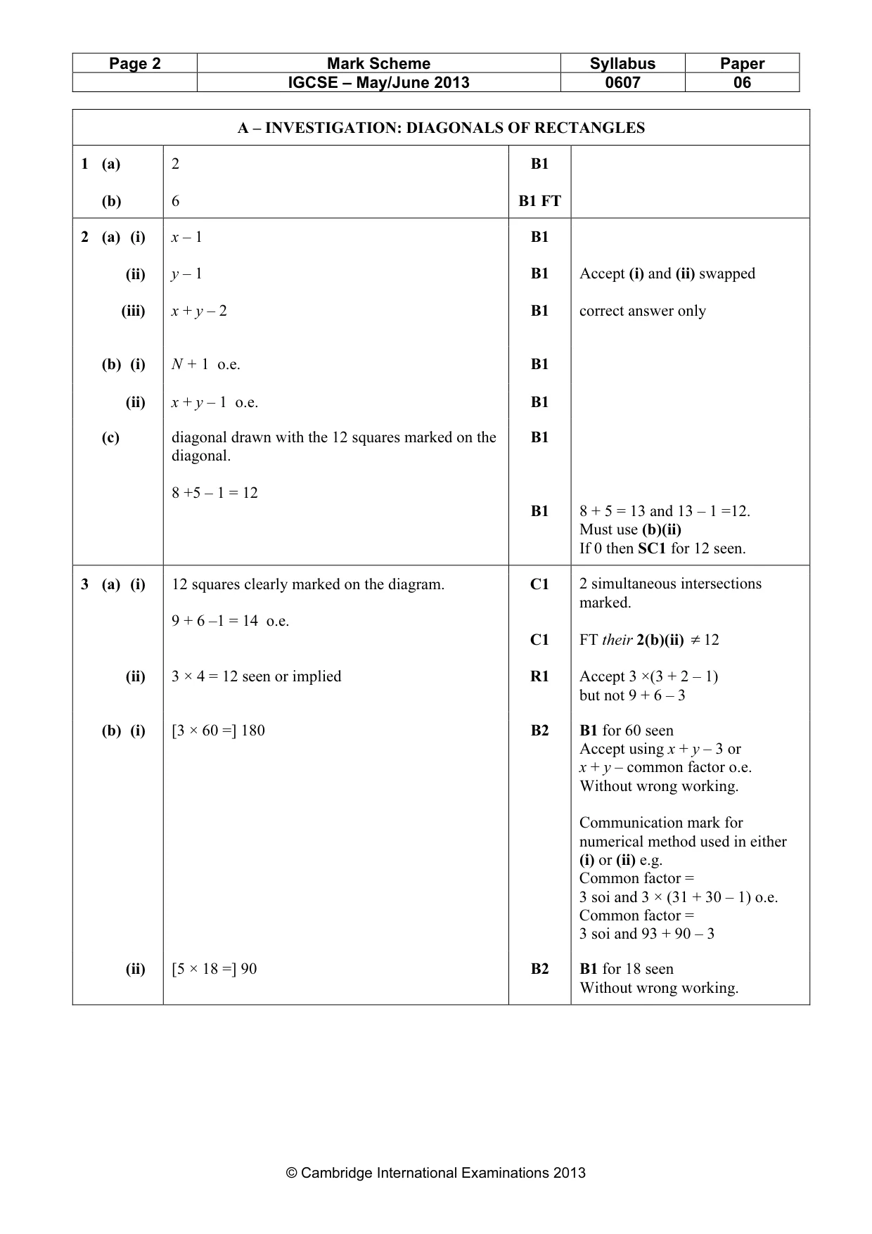 Mark scheme, page 2 of 5