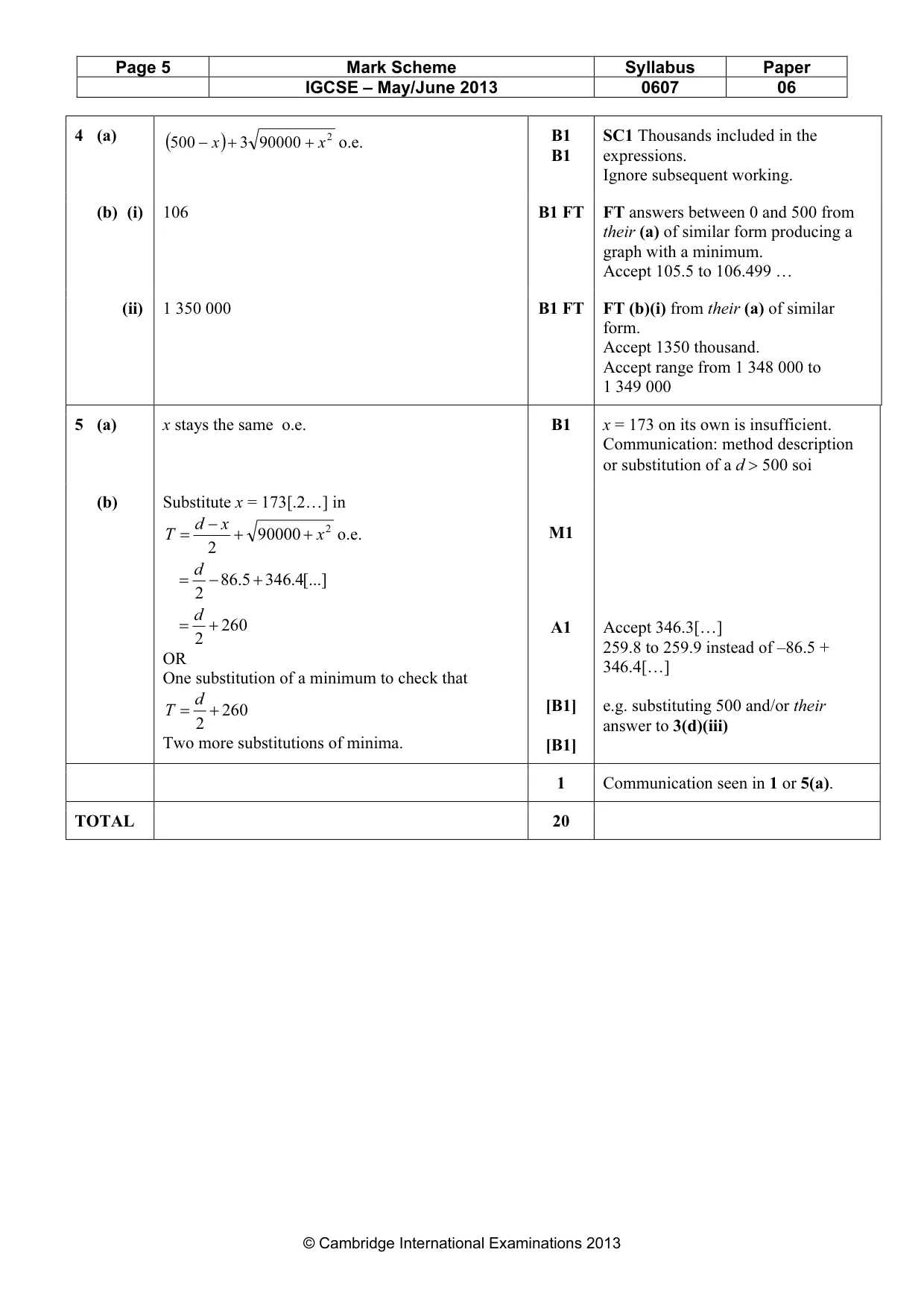 Mark scheme, page 5 of 5