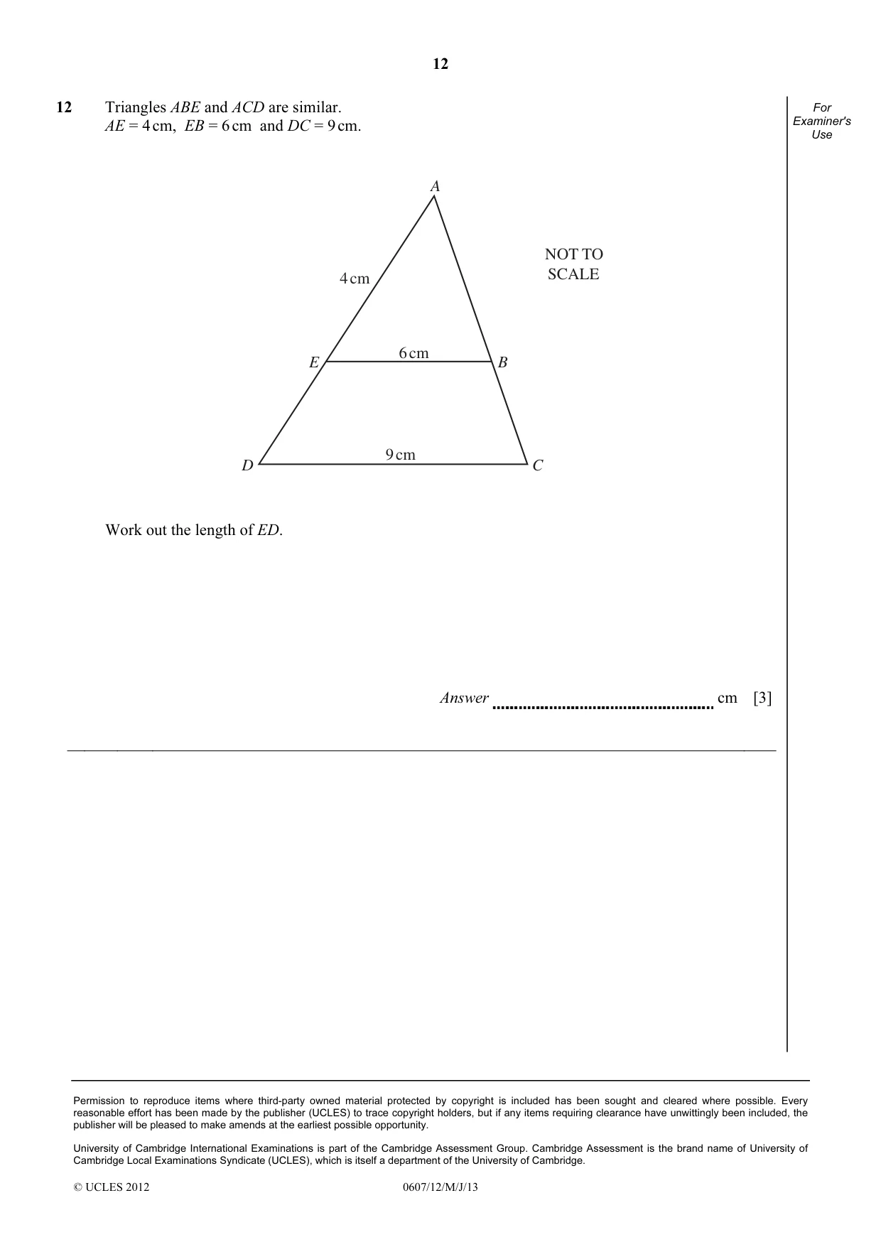 Cambridge IGCSE Mathematics - International 0607 2013 May/June Paper 1 · Variant 2 question paper, page 12 of 12